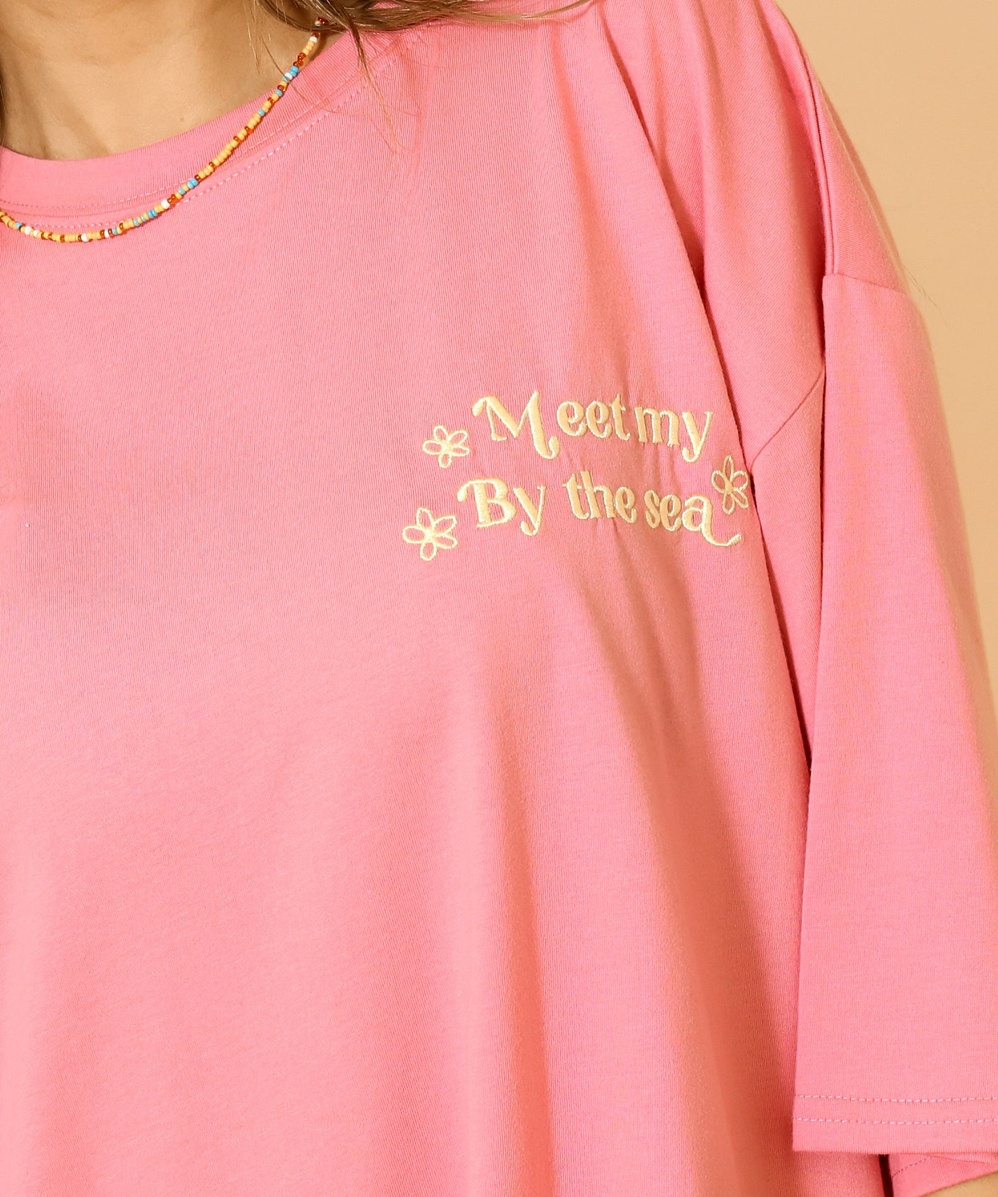 ハンドライティング メッセージ 刺繍 オーバーサイズ Tシャツ 853-6031