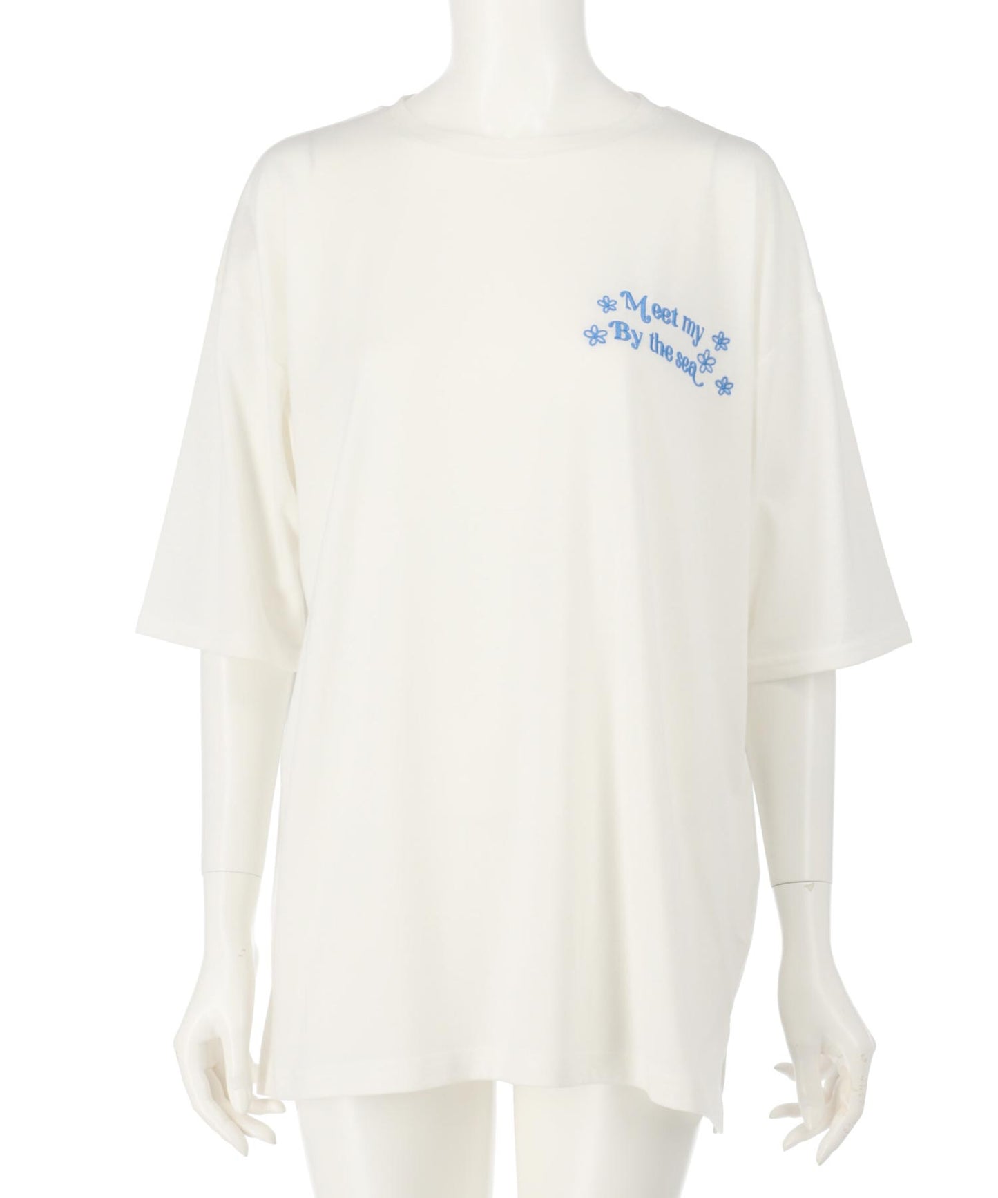 ハンドライティング メッセージ 刺繍 オーバーサイズ Tシャツ 853-6031