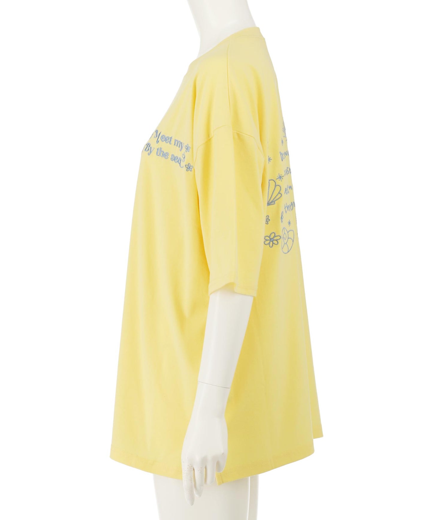 ハンドライティング メッセージ 刺繍 オーバーサイズ Tシャツ 853-6031