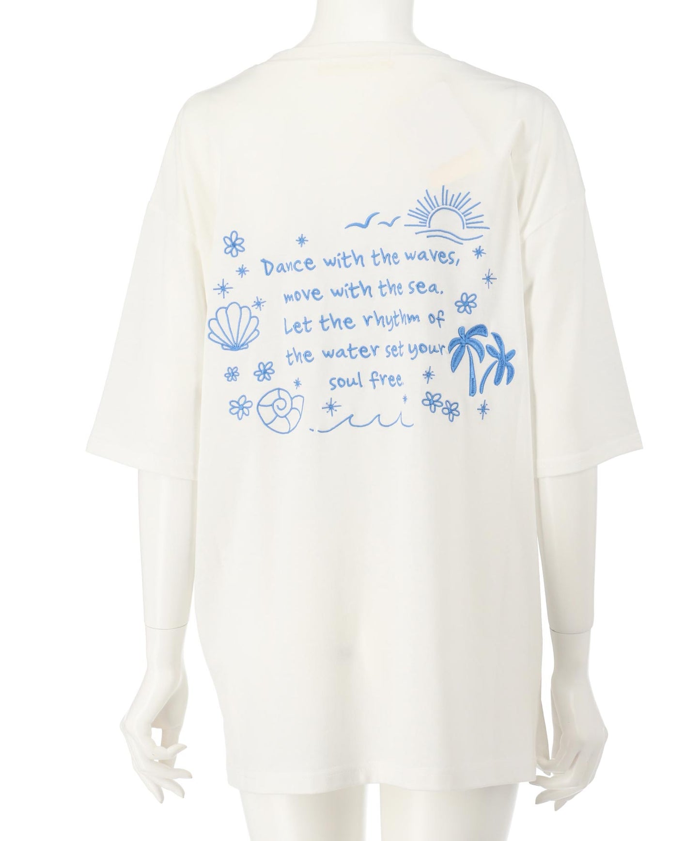 ハンドライティング メッセージ 刺繍 オーバーサイズ Tシャツ 853-6031