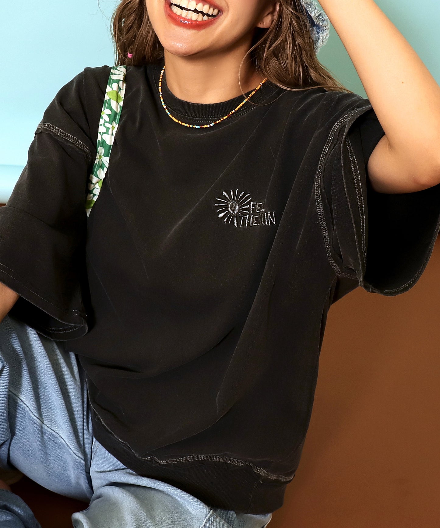 ピグメント 加工 刺繍 カット オフ Tシャツ 853-6042