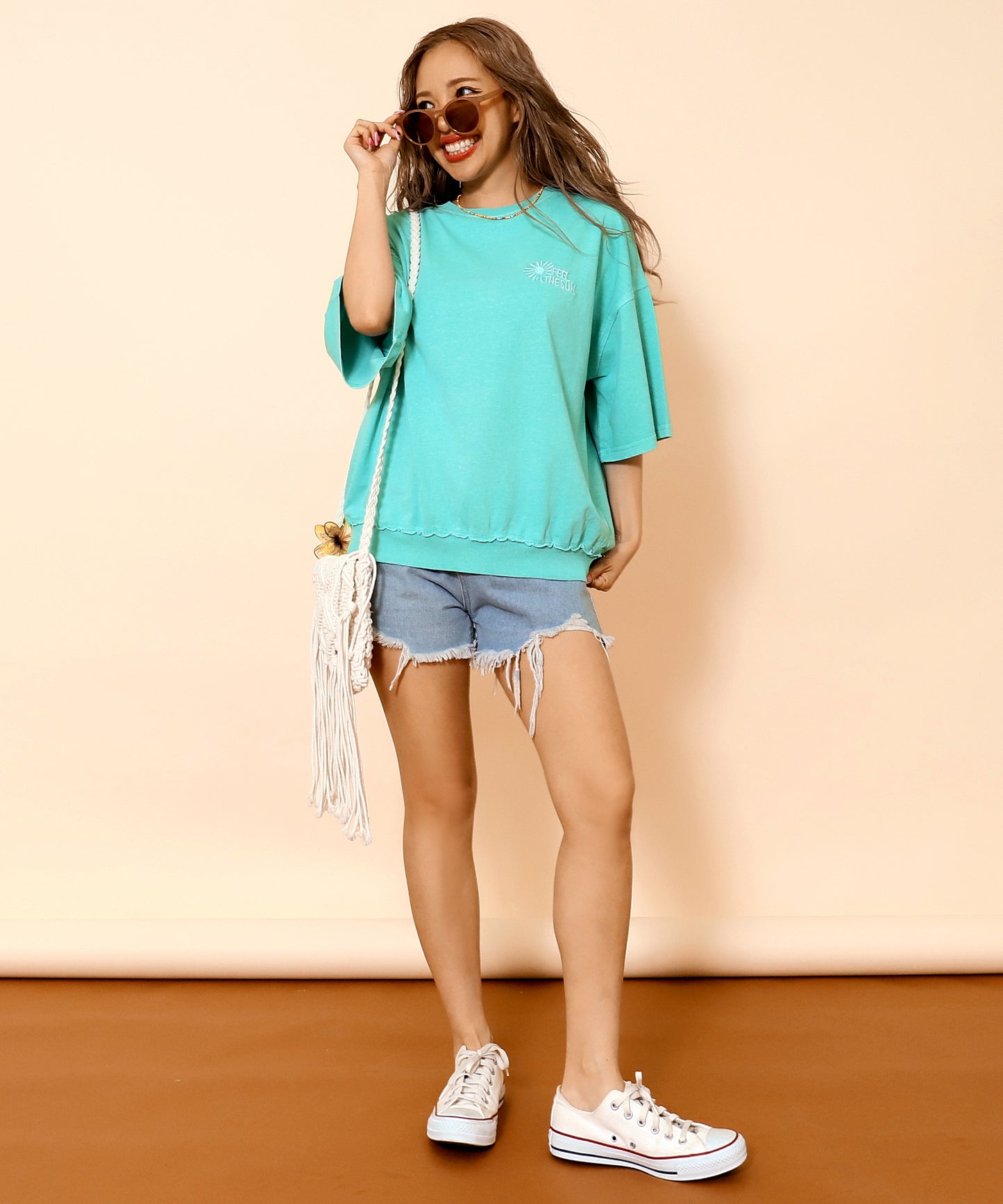 ピグメント 加工 刺繍 カット オフ Tシャツ 853-6042