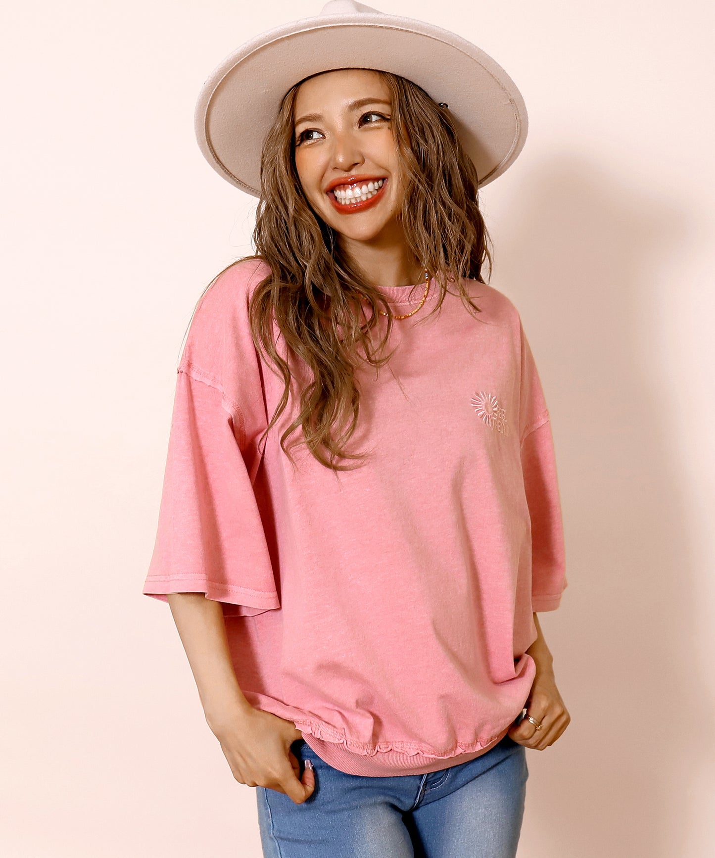 ピグメント 加工 刺繍 カット オフ Tシャツ 853-6042