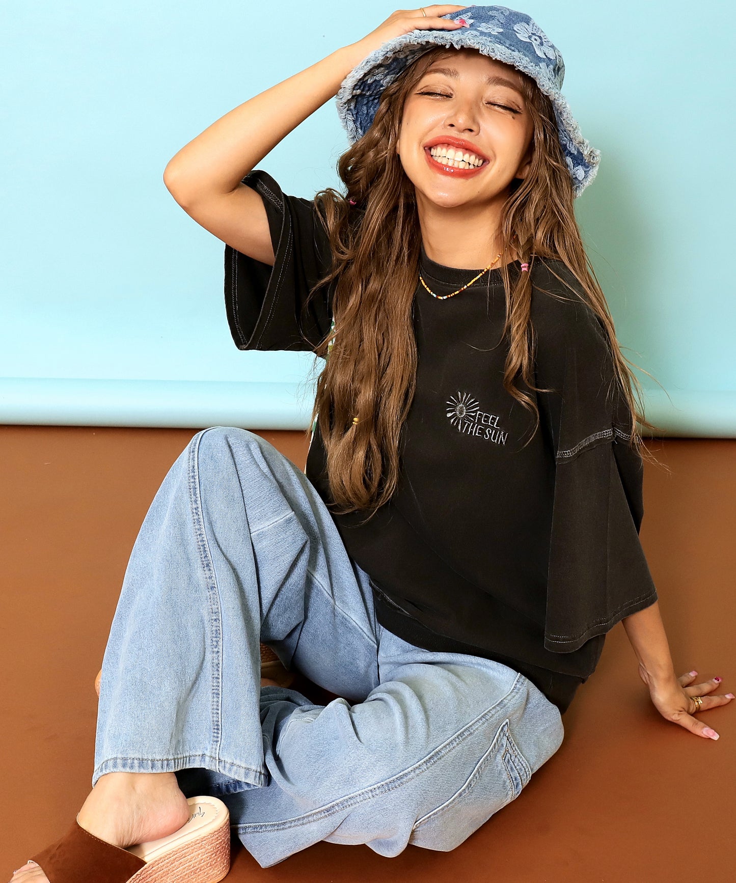 ピグメント 加工 刺繍 カット オフ Tシャツ 853-6042