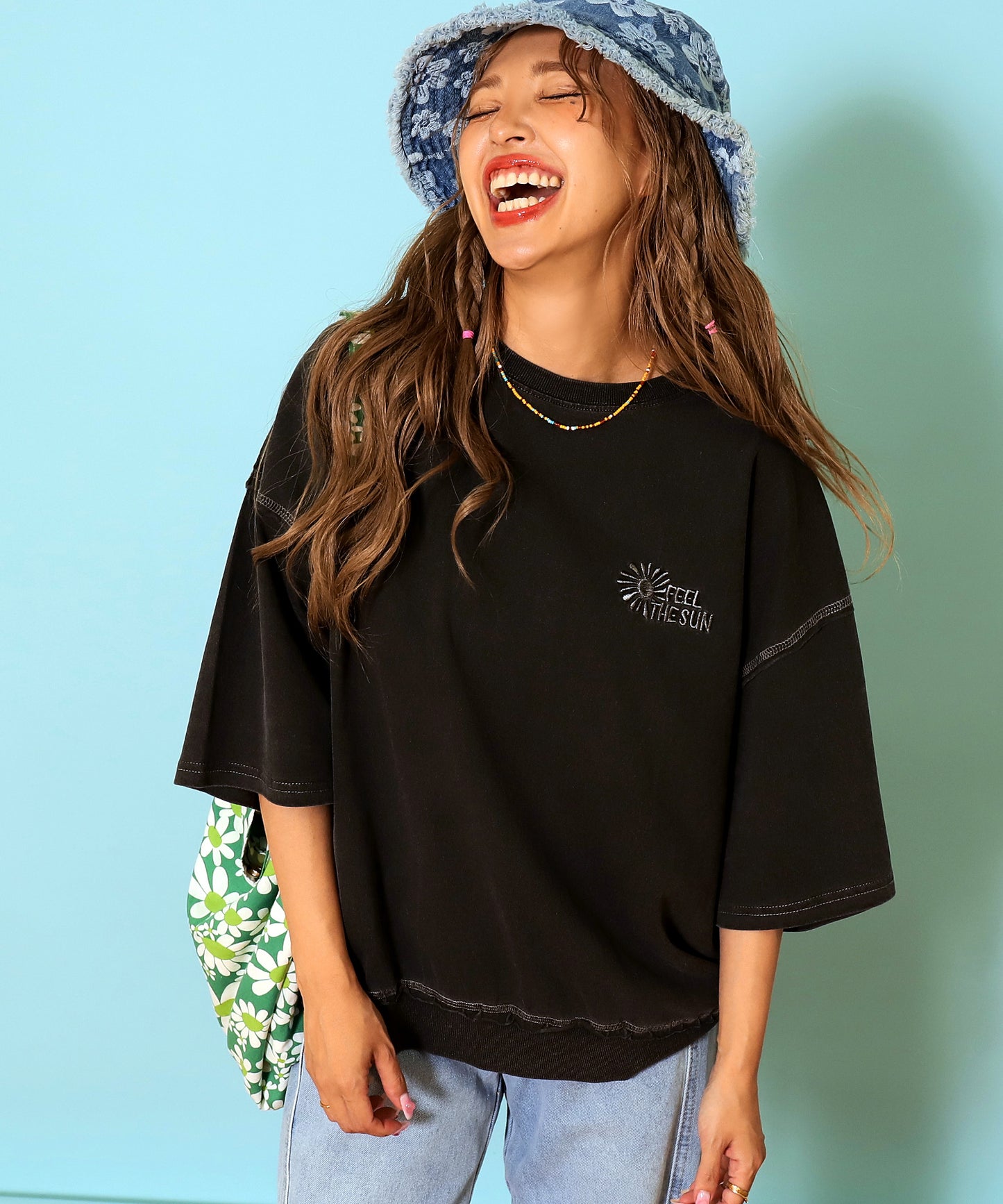 ピグメント 加工 刺繍 カット オフ Tシャツ 853-6042