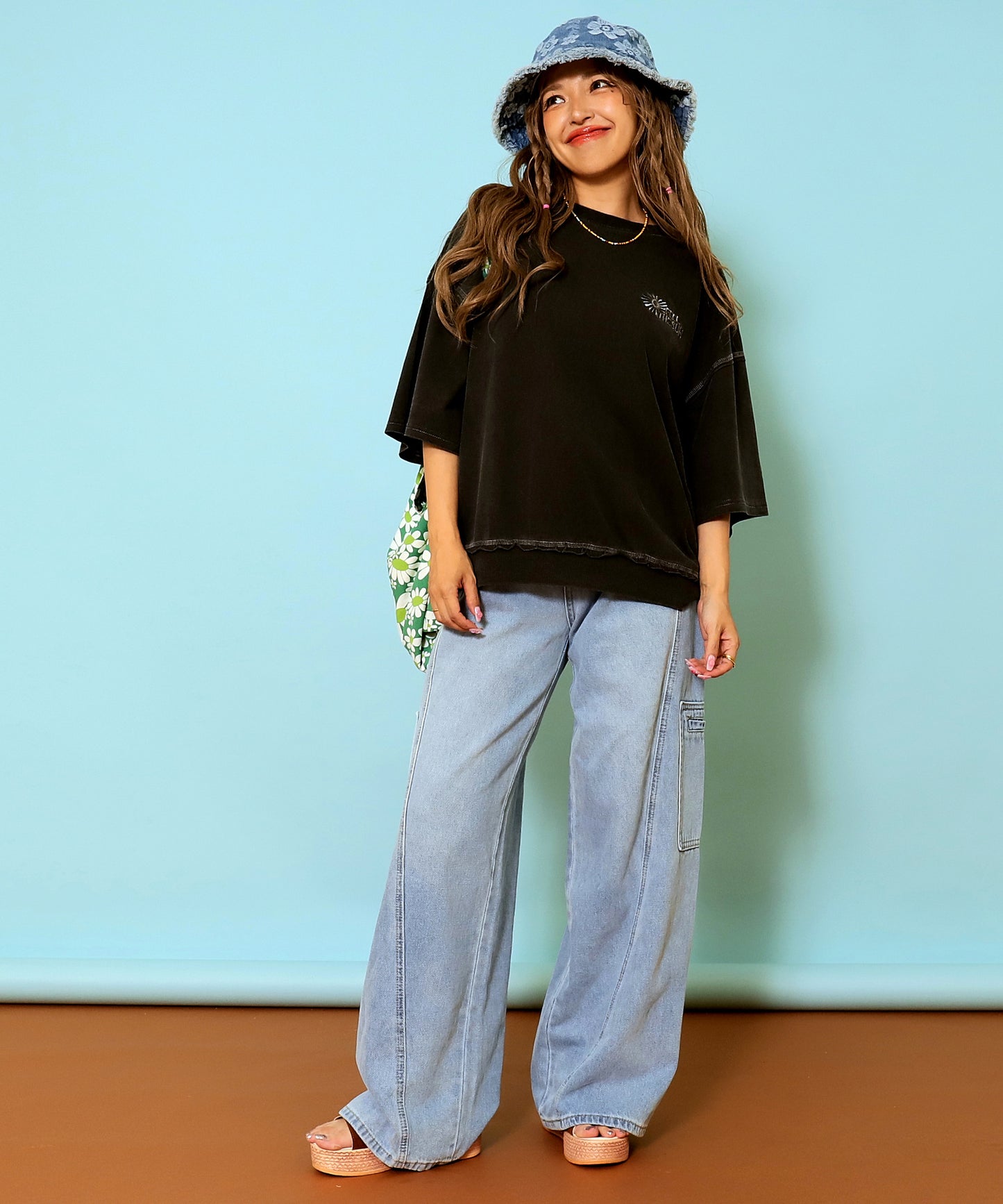 ピグメント 加工 刺繍 カット オフ Tシャツ 853-6042
