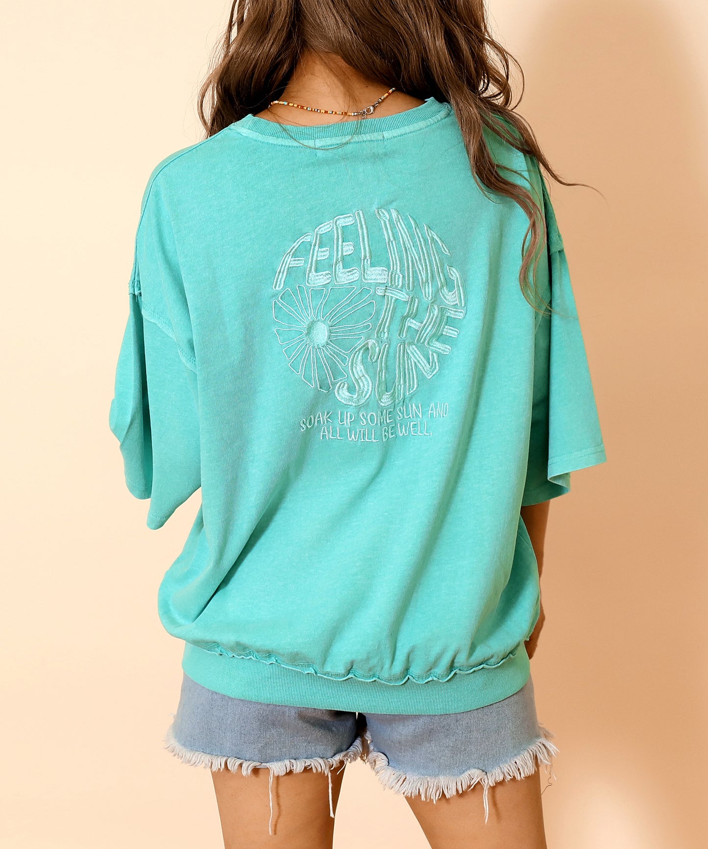 ピグメント 加工 刺繍 カット オフ Tシャツ 853-6042