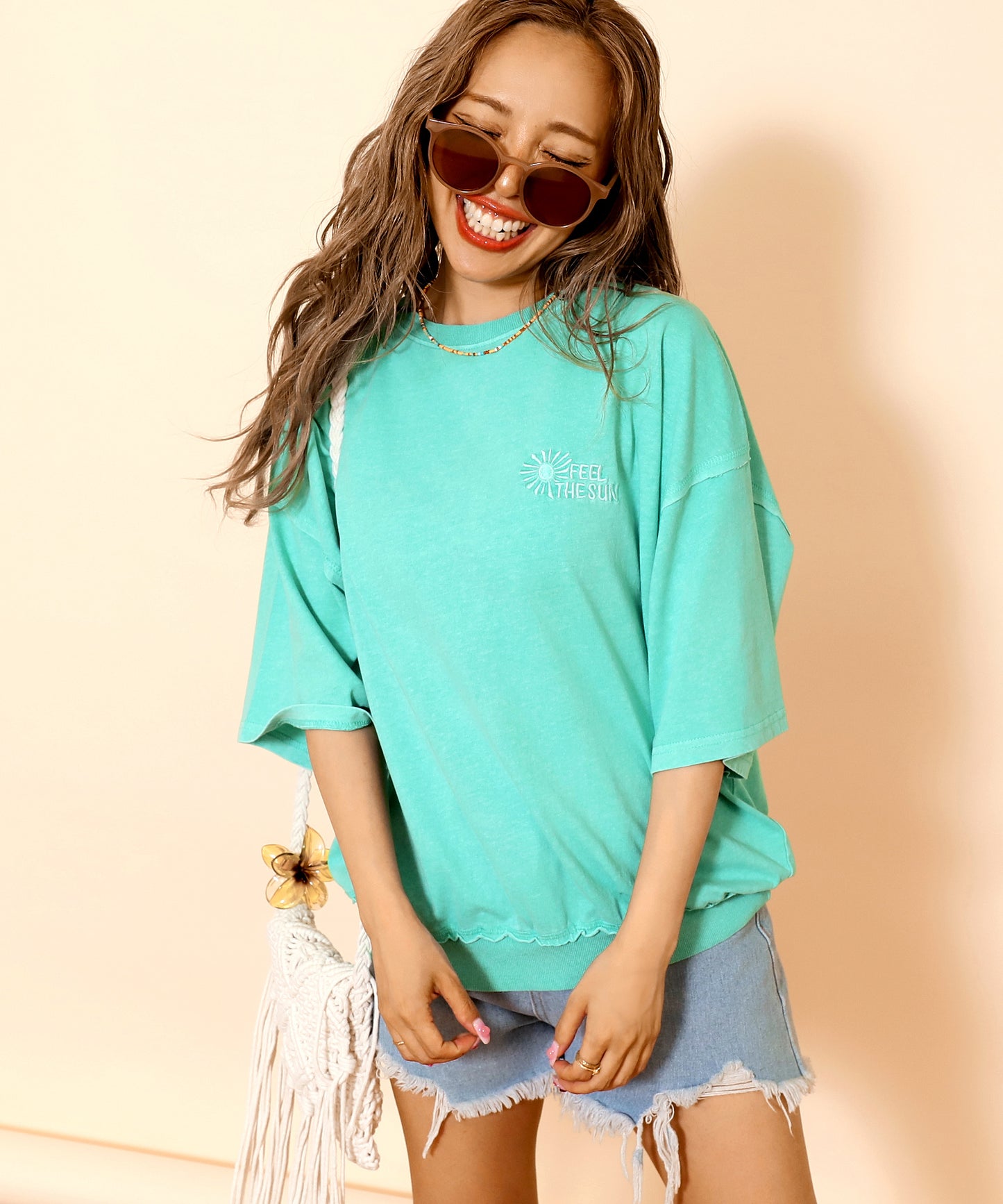 ピグメント 加工 刺繍 カット オフ Tシャツ 853-6042