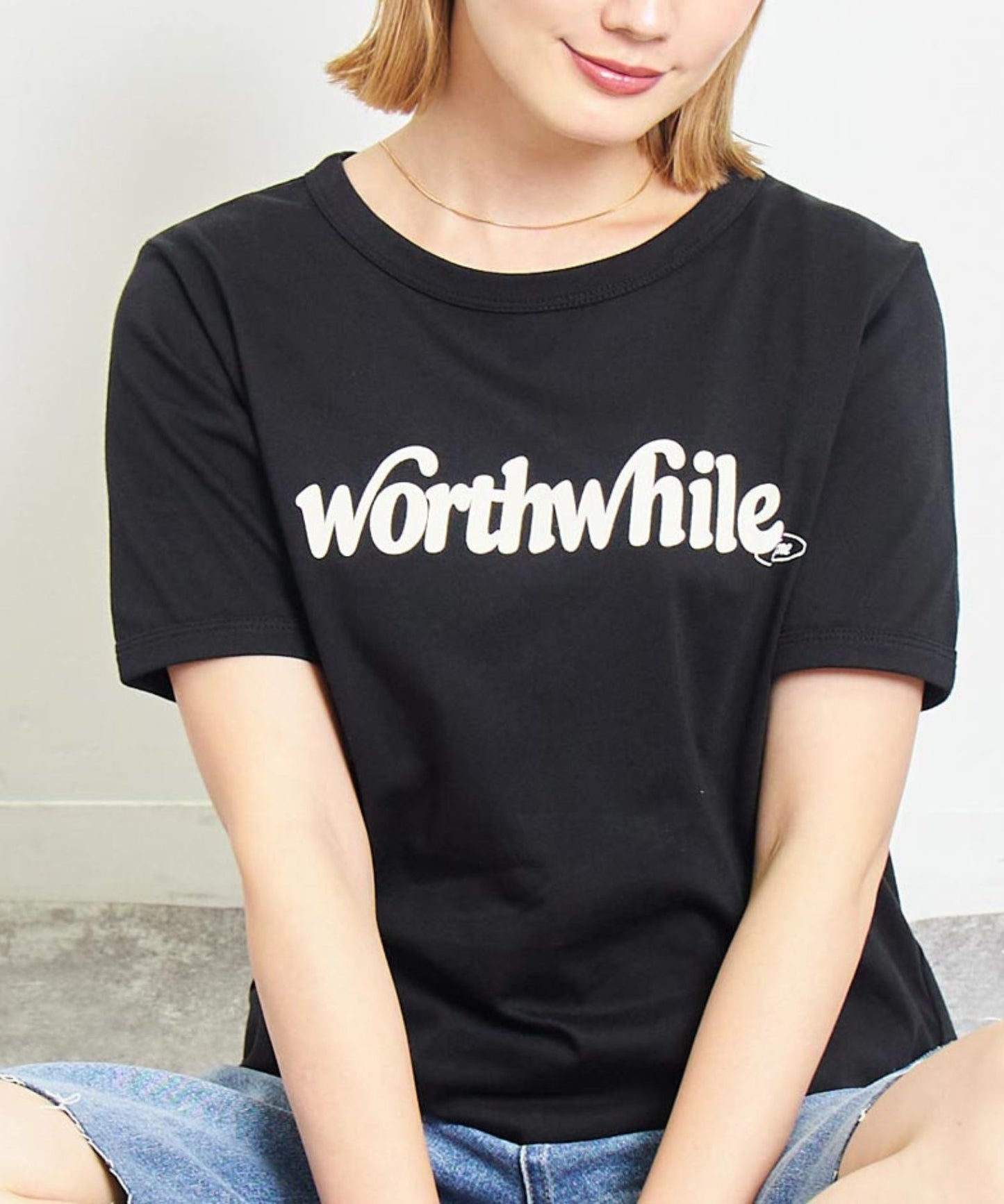 カラー ロゴ プリント コンパクト Tシャツ 853-6044
