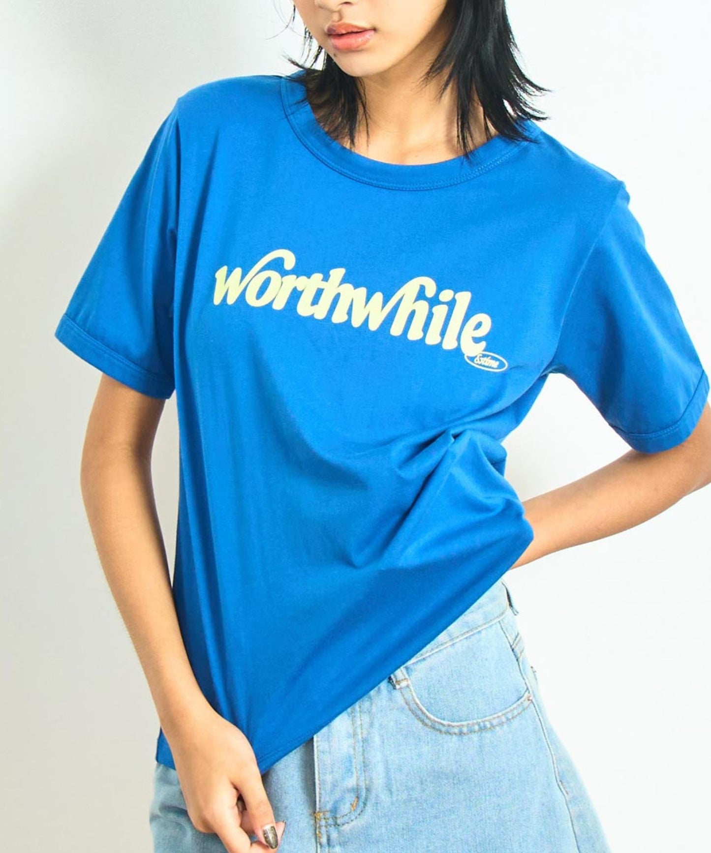 カラー ロゴ プリント コンパクト Tシャツ 853-6044