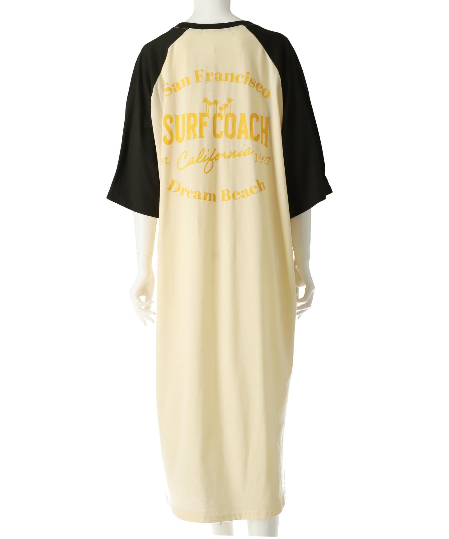 ラグラン サークル ロゴ ビッグ マキシ 5分袖 Tシャツワンピース 857-5952