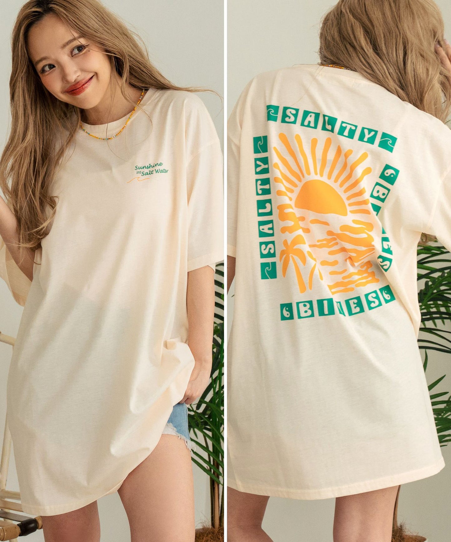 SUN & SEA サーフ プリント ビッグ Tシャツ ワンピース 857-5969