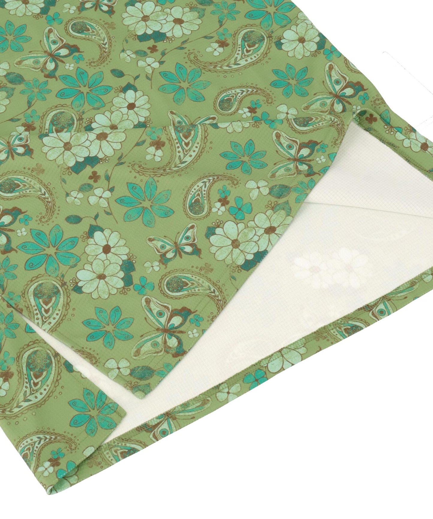 レトロフラワー ワッフル ヘンリーネック ロング ワンピース 857-6033