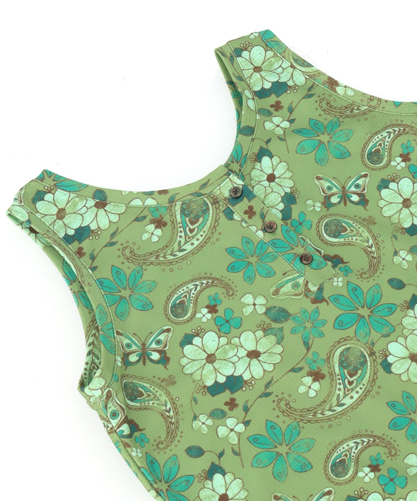 レトロフラワー ワッフル ヘンリーネック ロング ワンピース 857-6033