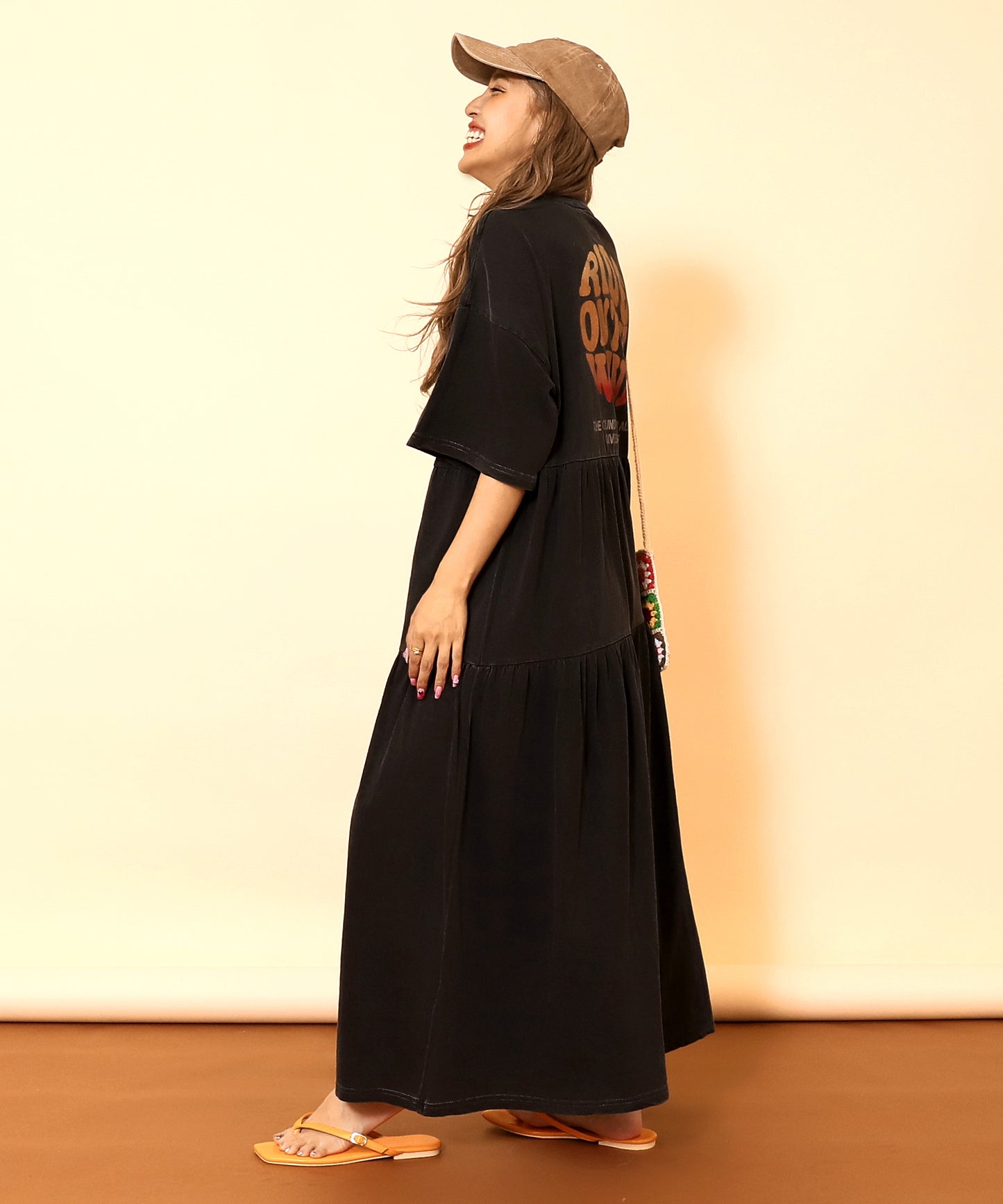 ピグメント 加工 ティアード ロング ワンピース 857-6043