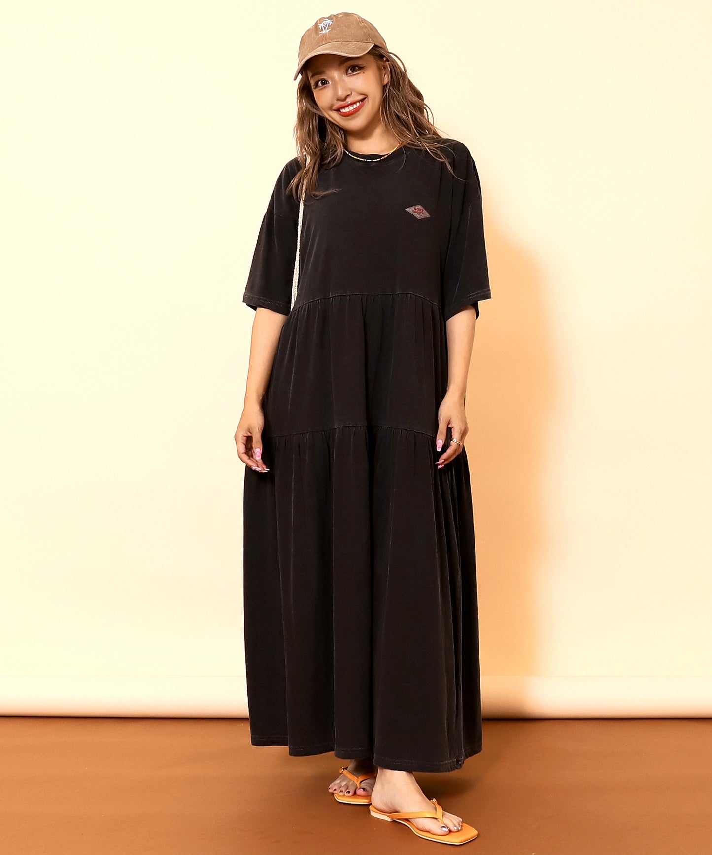 ピグメント 加工 ティアード ロング ワンピース 857-6043