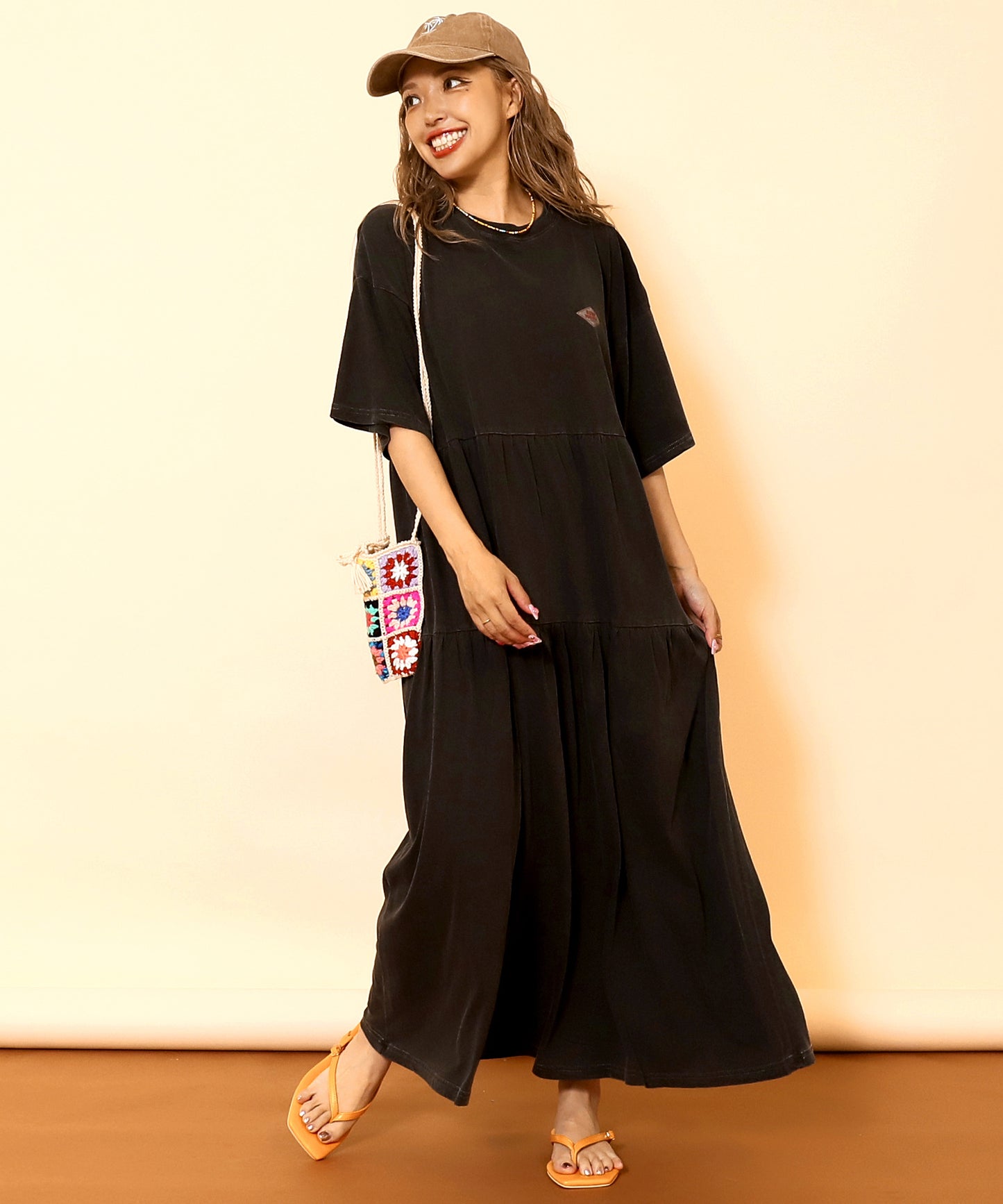 ピグメント 加工 ティアード ロング ワンピース 857-6043