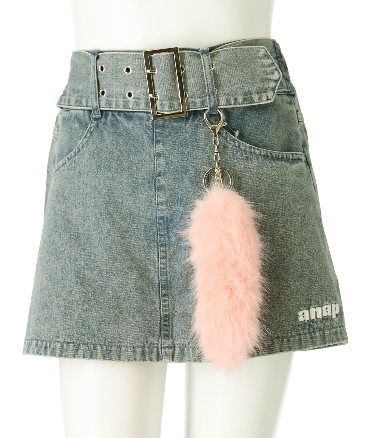 ファー シッポ付き フェイクベルトミニ スカパン【キッズお揃い】 911-7675