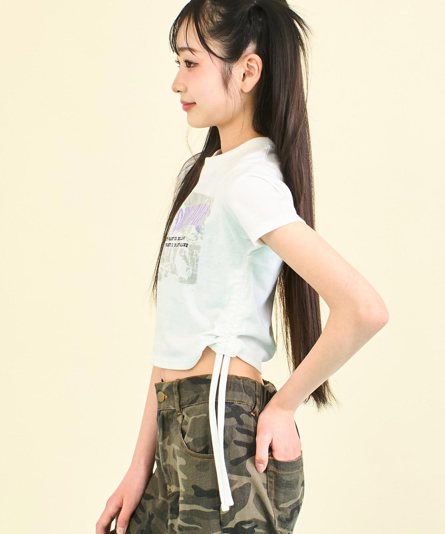 サイド シャーリング ロック Tシャツ 913-7660