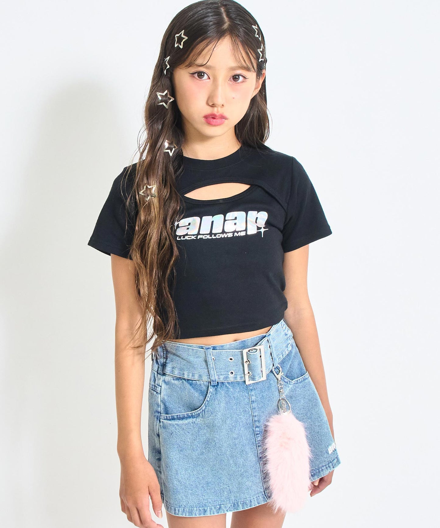 シルバーロゴ プリント ミニ トップス Tシャツ 【キッズお揃い】 913-7674