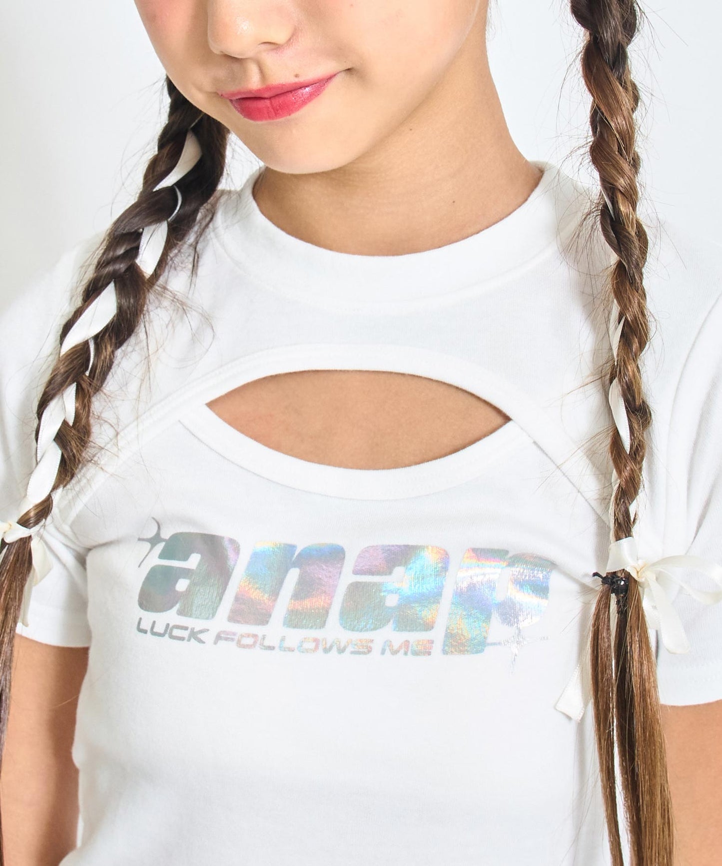 シルバーロゴ プリント ミニ トップス Tシャツ 【キッズお揃い】 913-7674