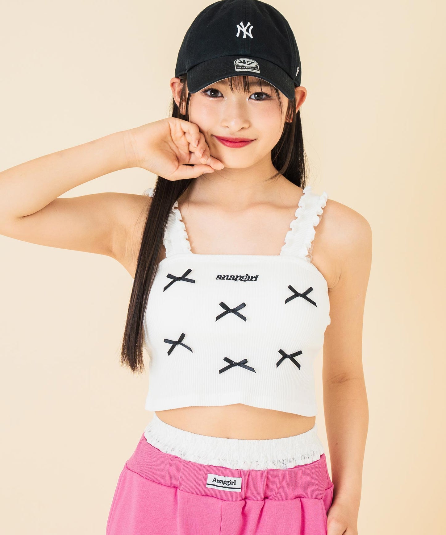 リボン モチーフ パッド付 キャミソール 913-7678