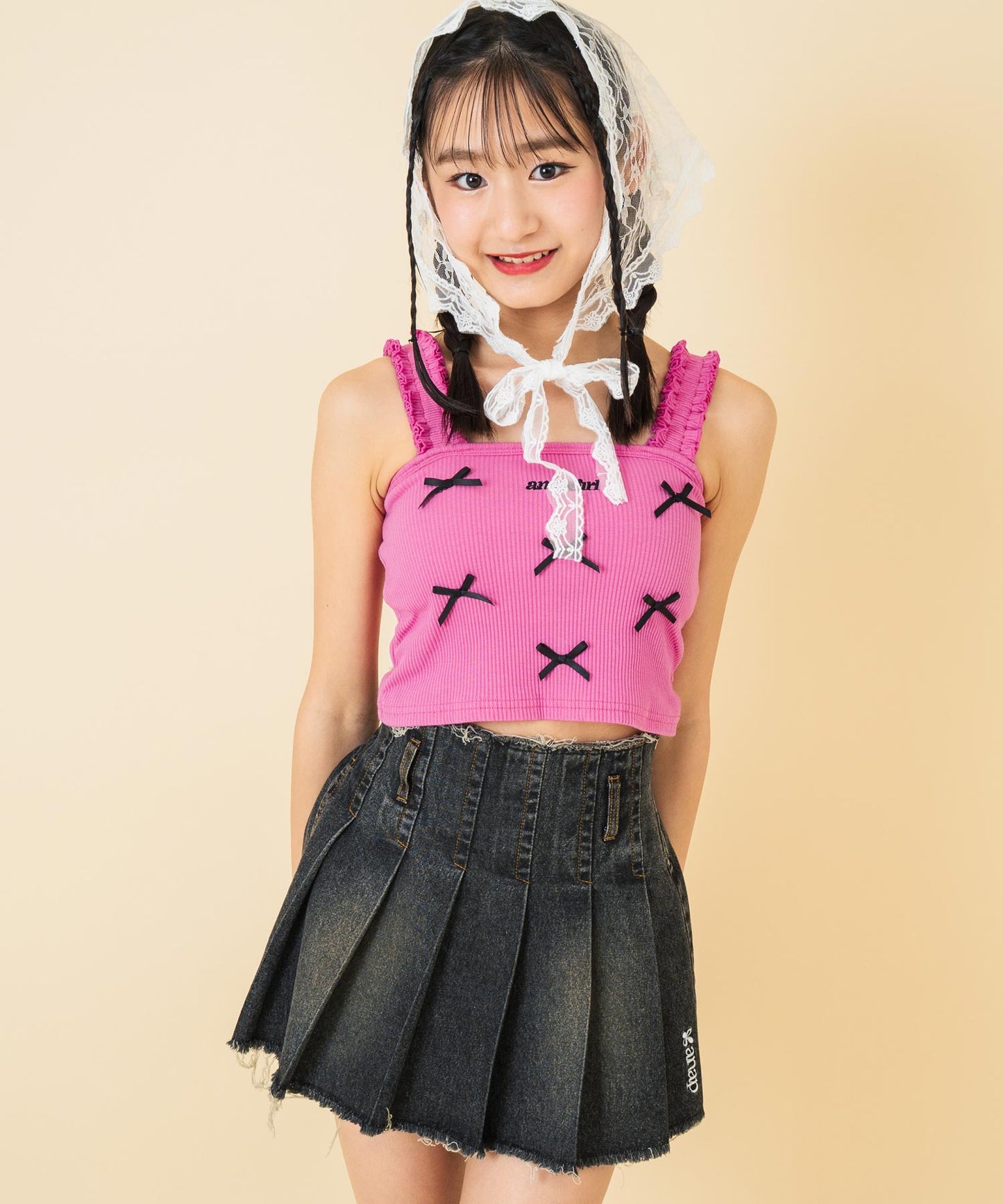 リボン モチーフ パッド付 キャミソール 913-7678