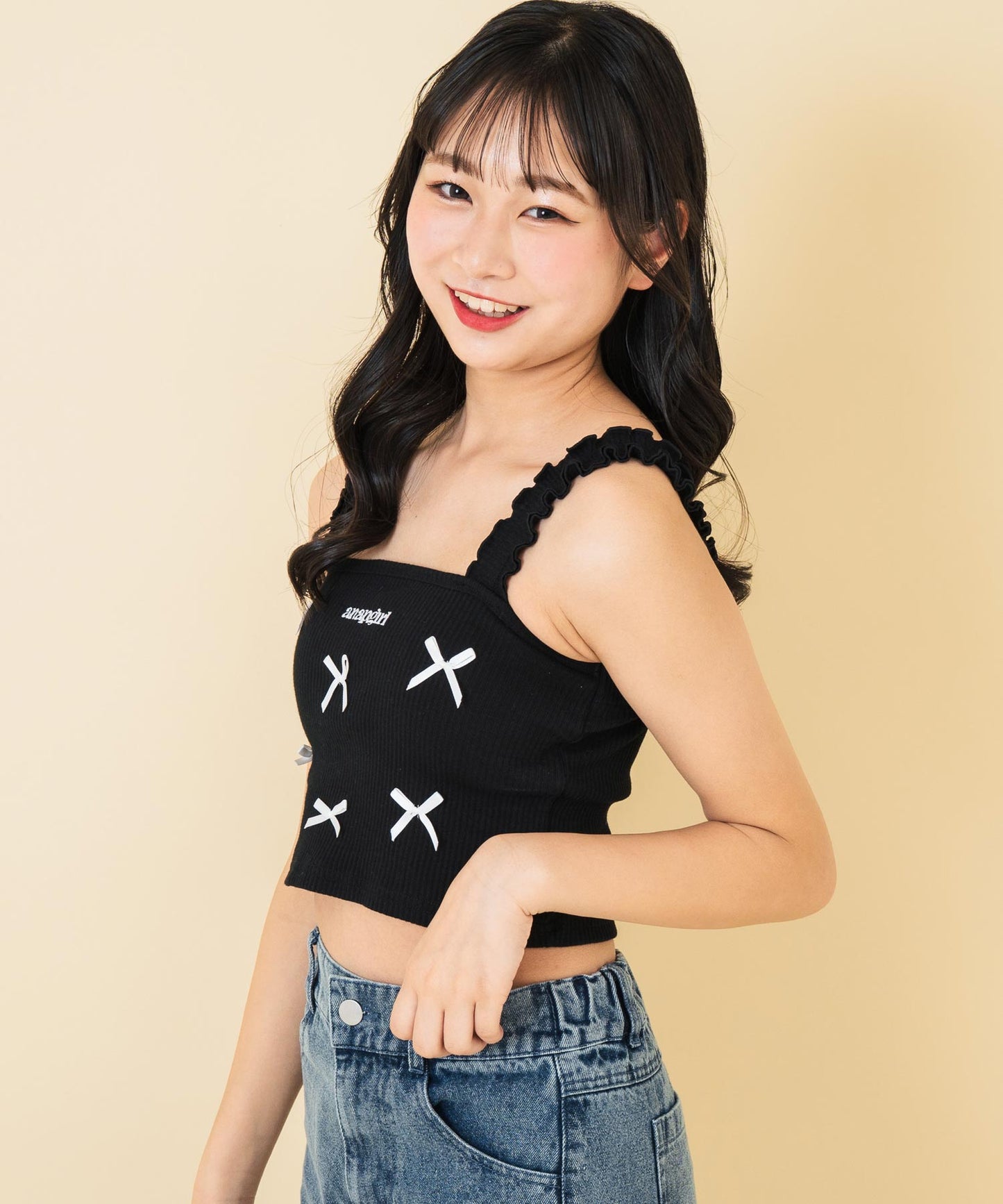 リボン モチーフ パッド付 キャミソール 913-7678