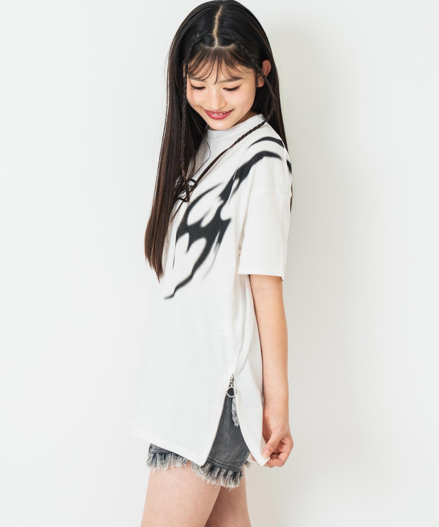 ANAPR+S サイドジップ デザイン Tシャツ【キッズお揃い】【ユニセックス】 913-7682
