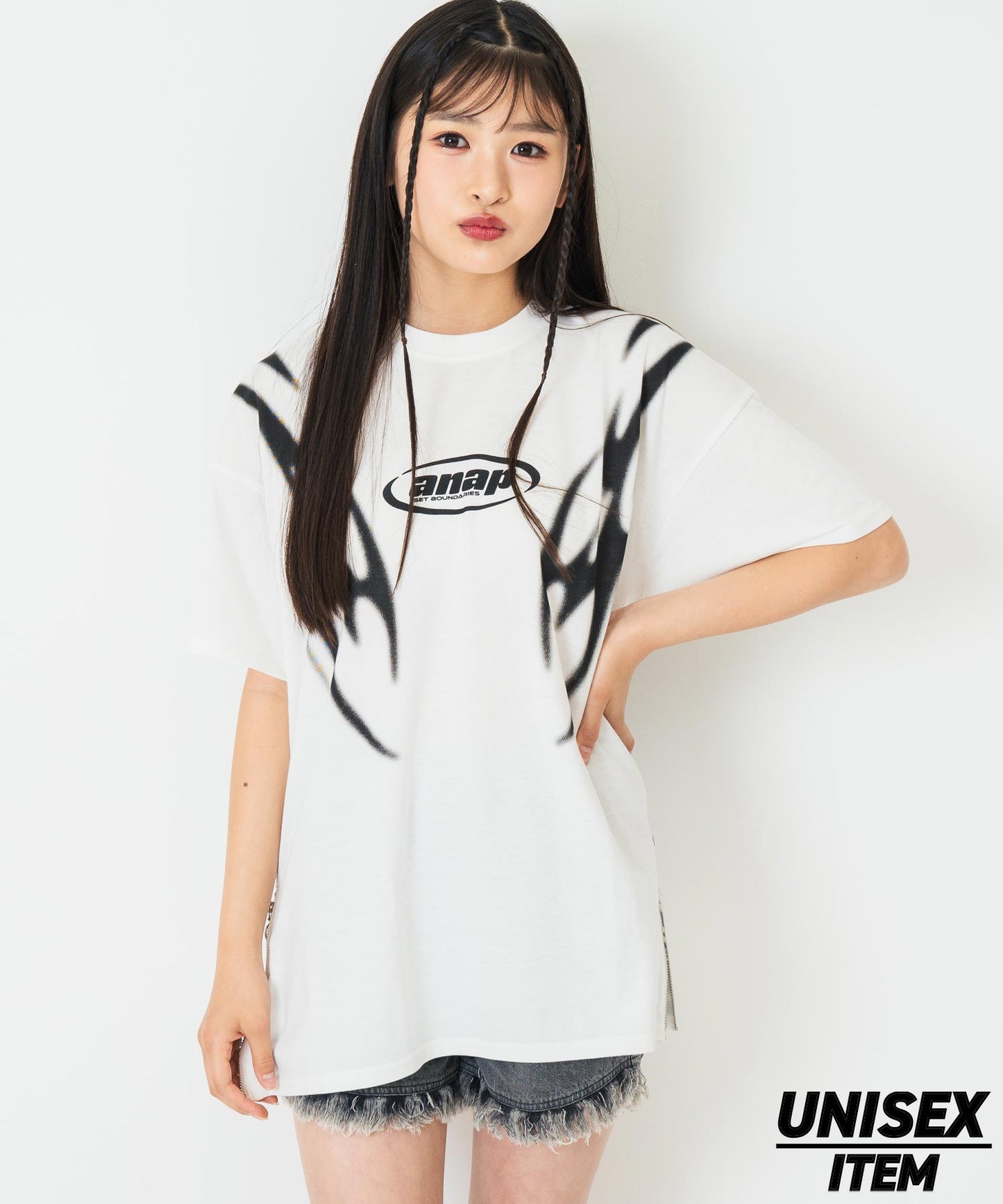ANAPR+S サイドジップ デザイン Tシャツ【キッズお揃い】【ユニセックス】 913-7682