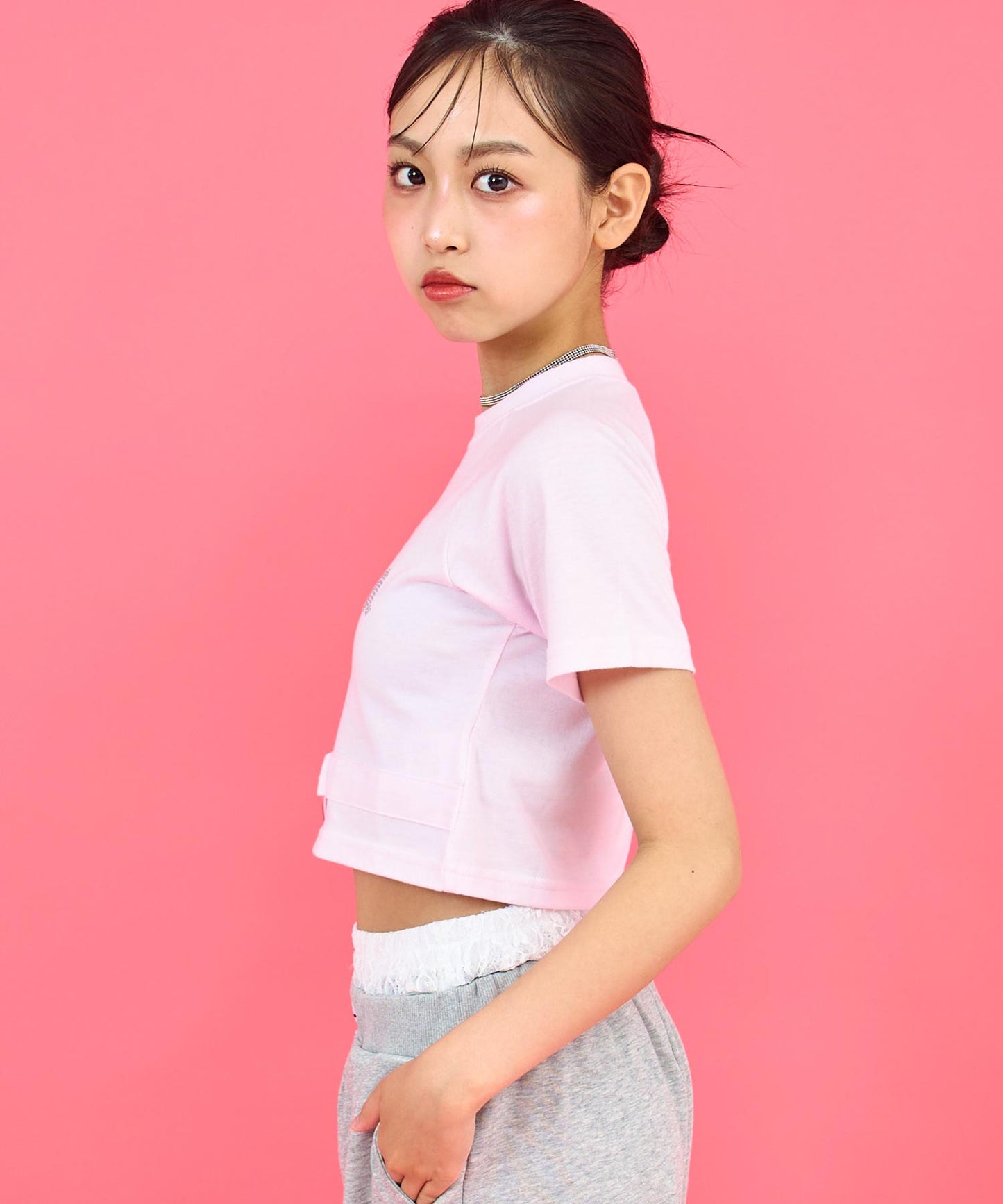 ANAPR+S ハート バックル付 ラインストーン ミニ トップス Tシャツ 913-7723