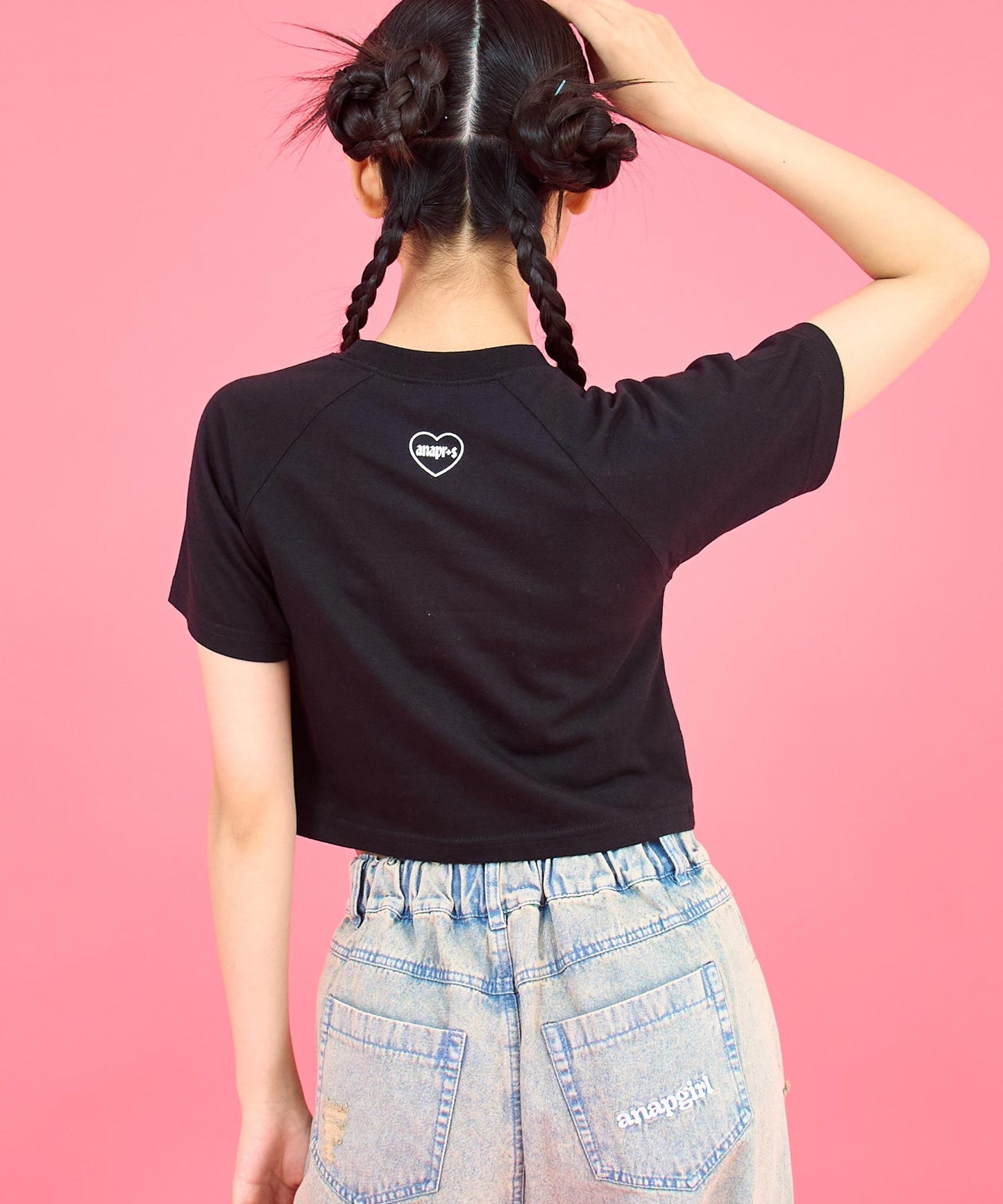 ANAPR+S ハート バックル付 ラインストーン ミニ トップス Tシャツ 913-7723