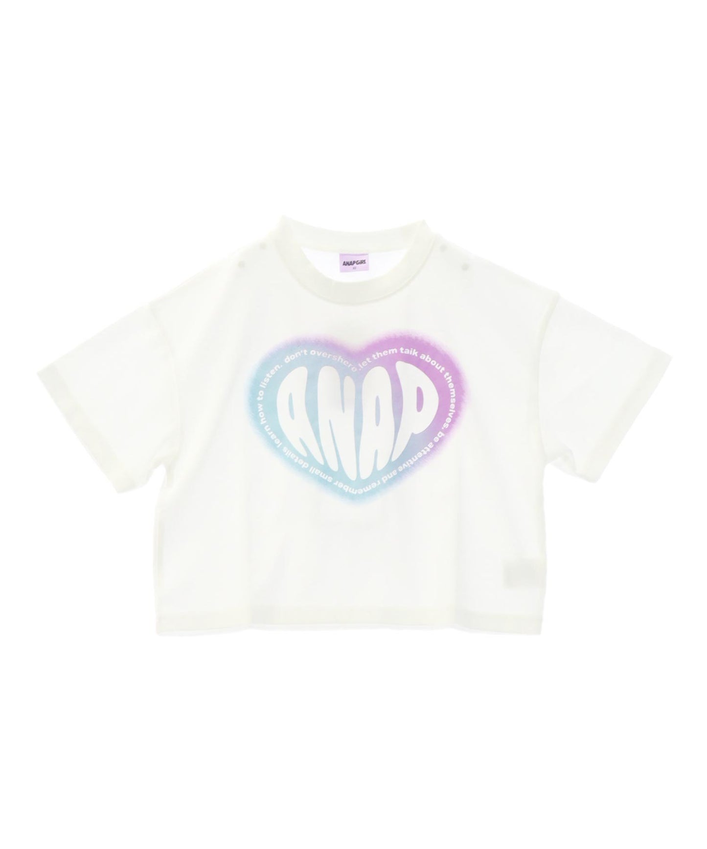 ハート グラデーション プリント クロップド Tシャツ 【キッズお揃い】 913-7738