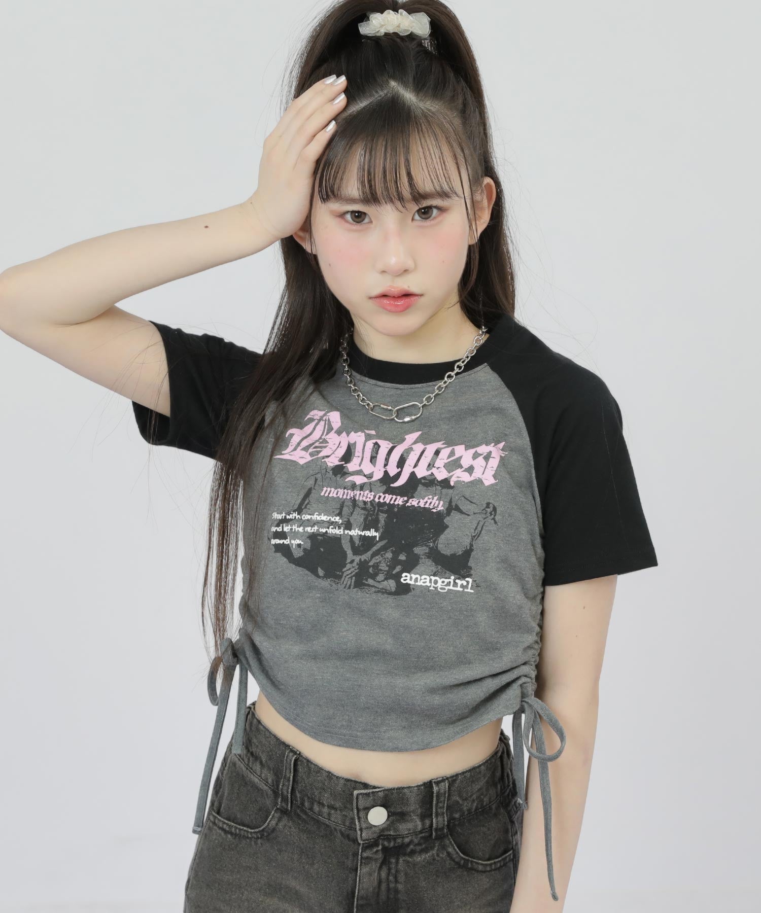 ROCK プリント ヴィンテージ風 シャーリング Tシャツ トップス 913