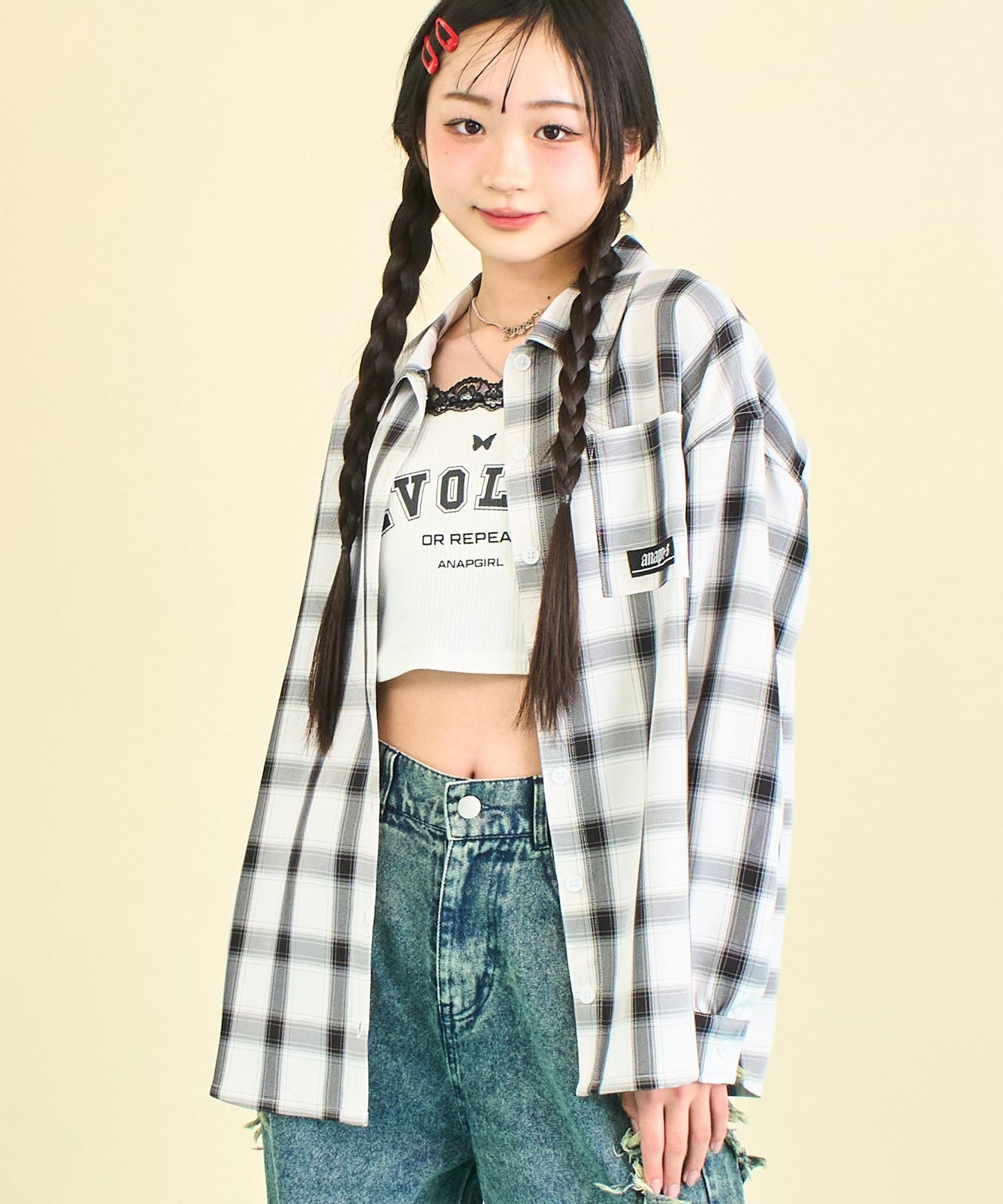 ANAPR+S オーバー チェック シャツ (キッズお揃い)【ユニセックス】 914-7657