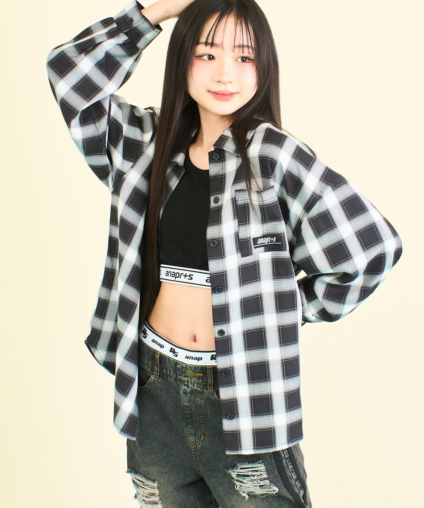 ANAPR+S オーバー チェック シャツ (キッズお揃い)【ユニセックス】 914-7657