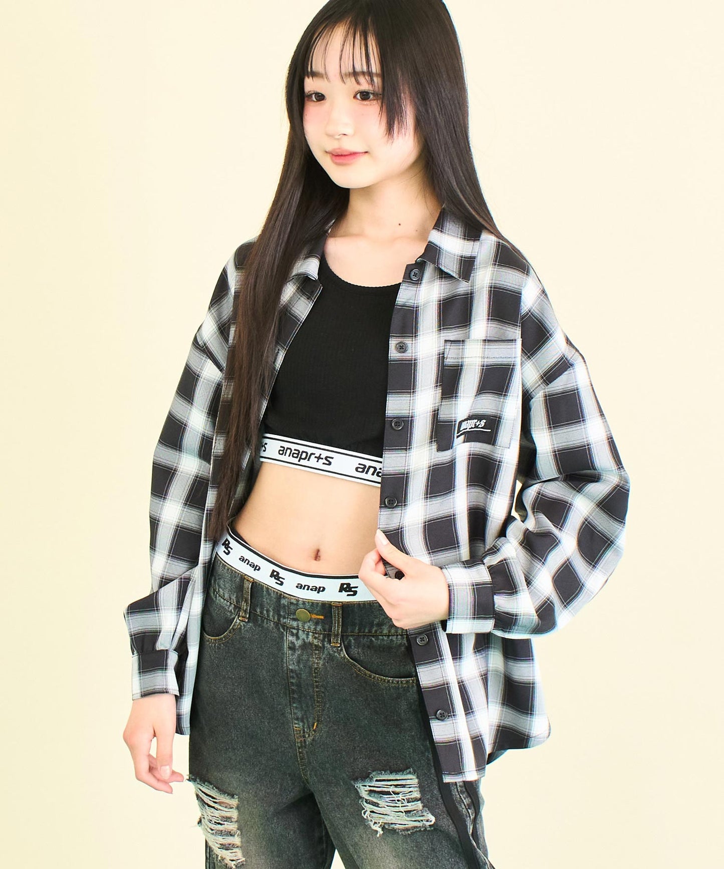 ANAPR+S オーバー チェック シャツ (キッズお揃い)【ユニセックス】 914-7657