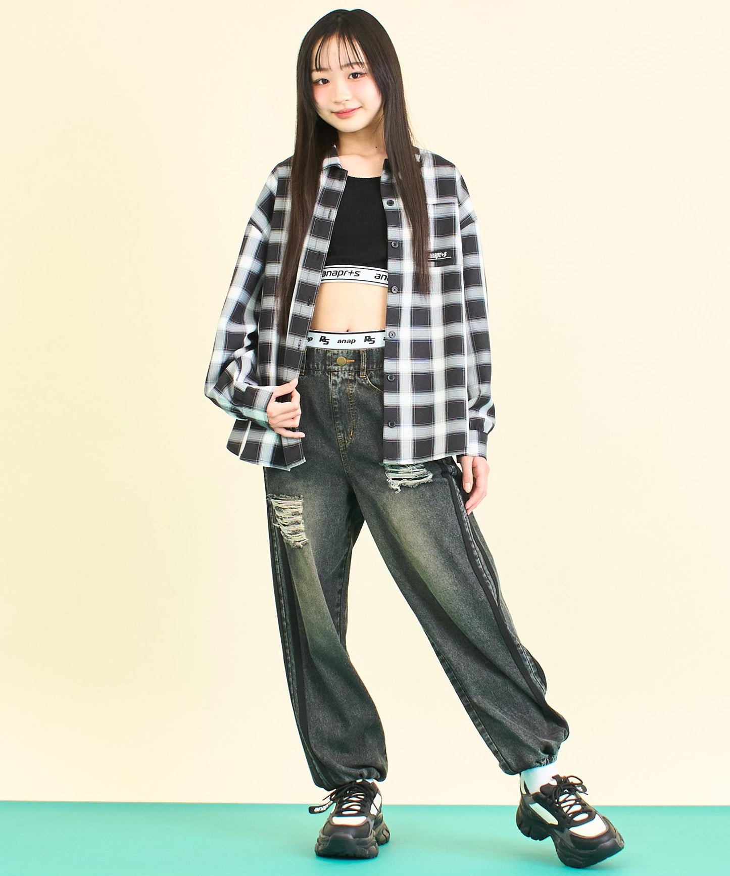 ANAPR+S オーバー チェック シャツ (キッズお揃い)【ユニセックス】 914-7657