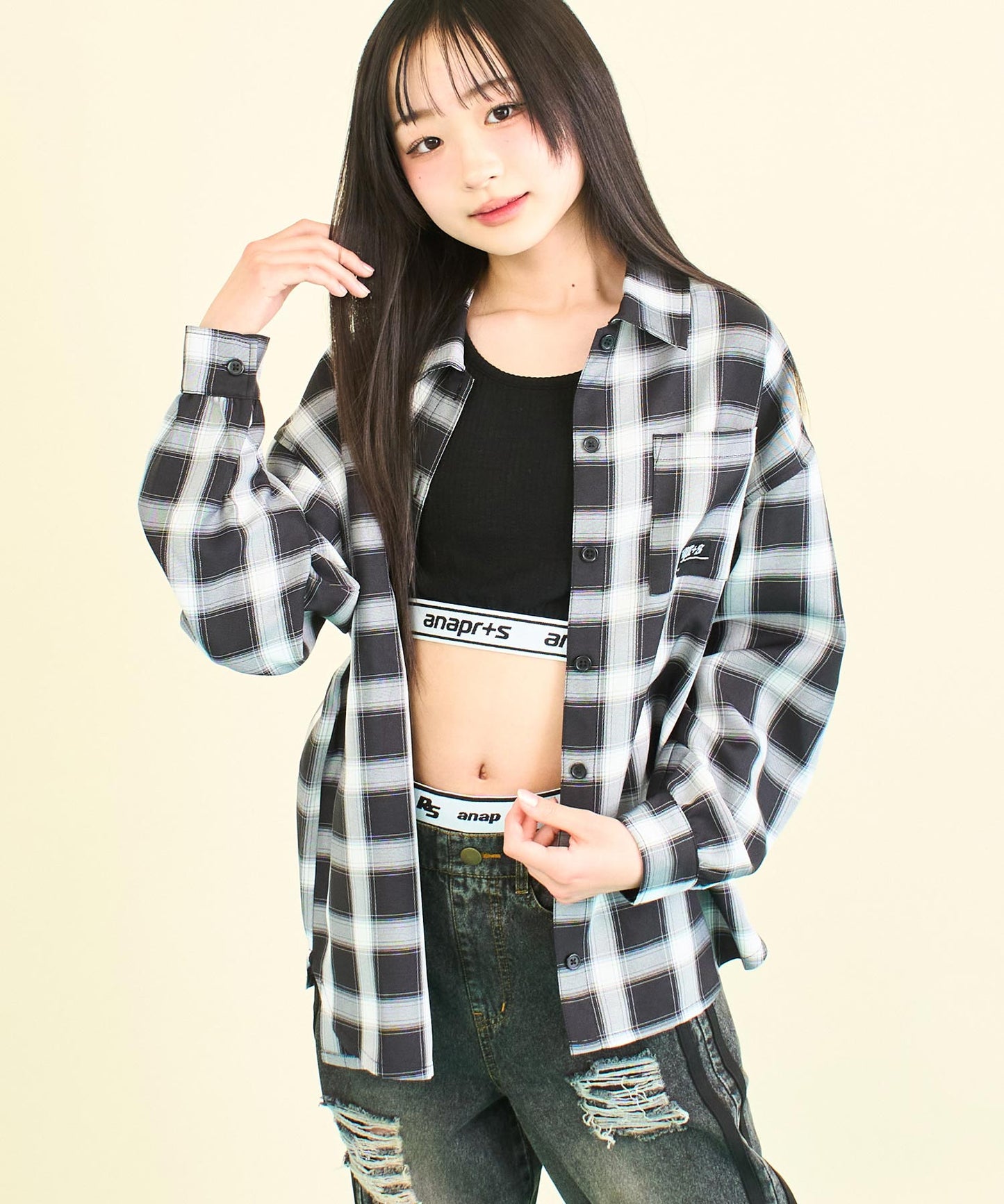 ANAPR+S オーバー チェック シャツ (キッズお揃い)【ユニセックス】 914-7657
