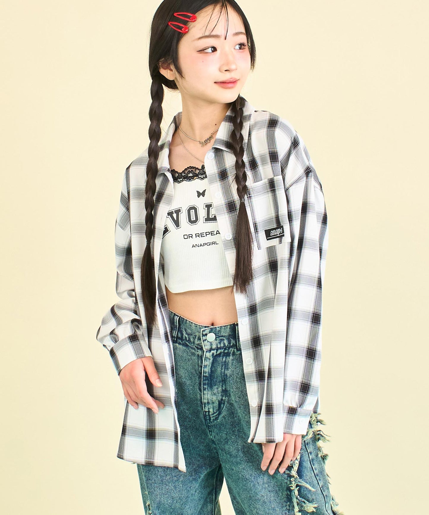 ANAPR+S オーバー チェック シャツ (キッズお揃い)【ユニセックス】 914-7657