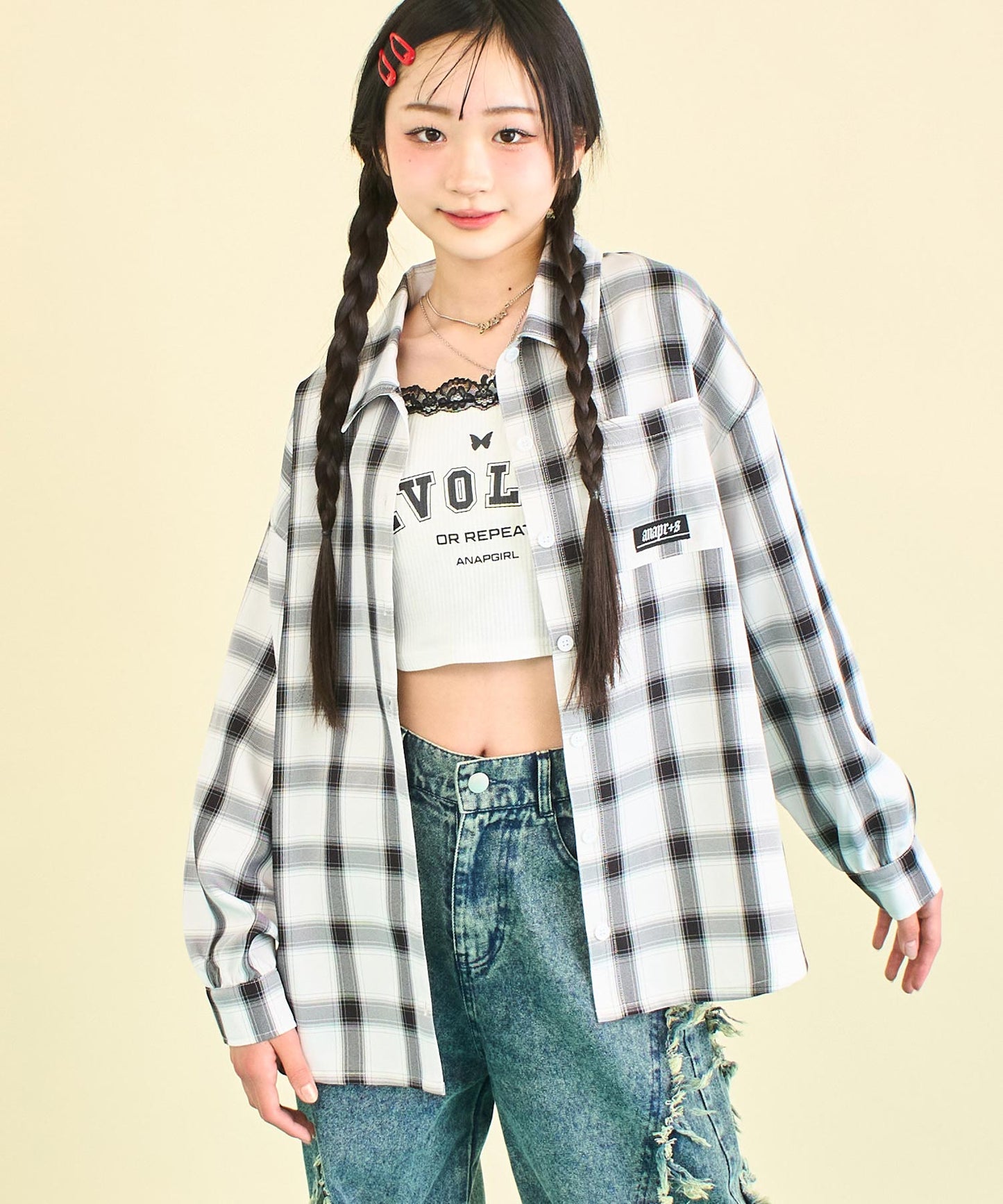 ANAPR+S オーバー チェック シャツ (キッズお揃い)【ユニセックス】 914-7657