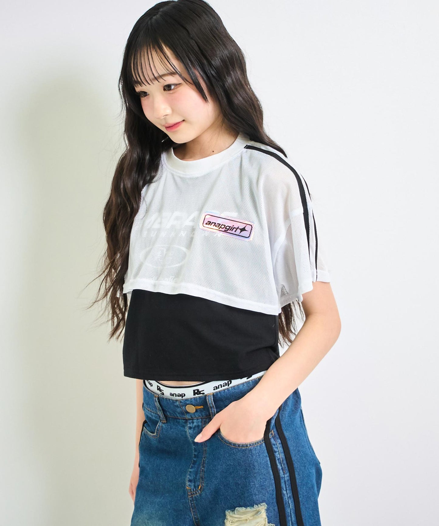 ショート メッシュ トップス × タンクトップ SET 918-7663