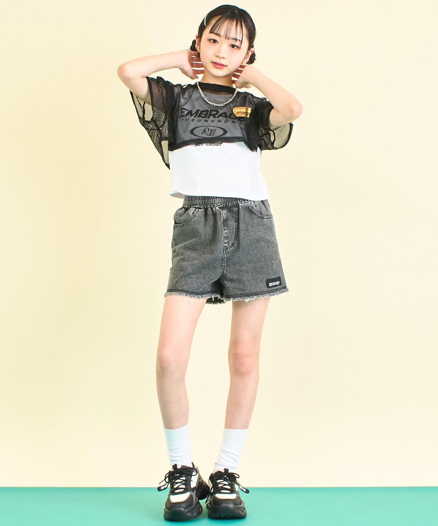 ショート メッシュ トップス × タンクトップ SET 918-7663