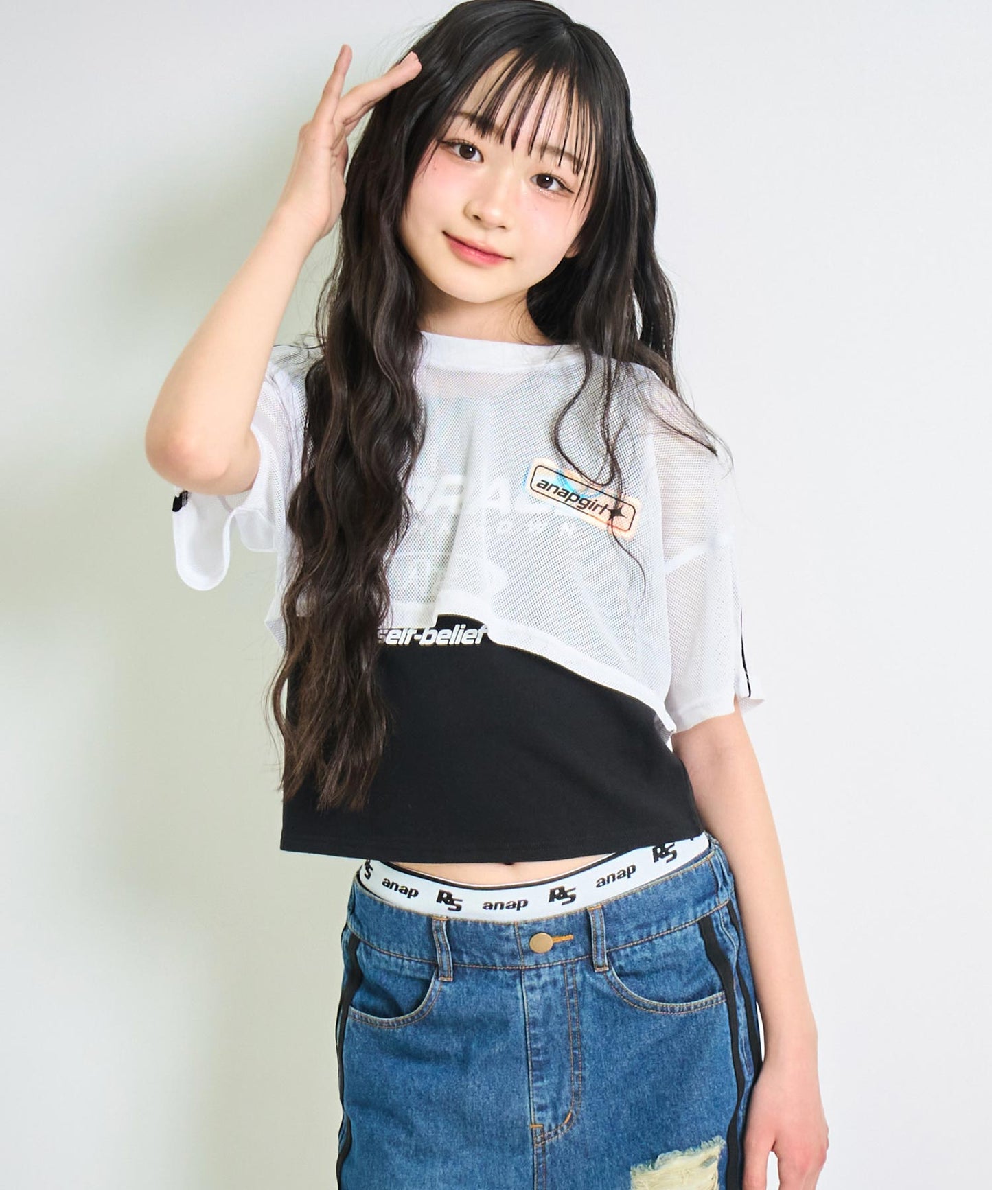 ショート メッシュ トップス × タンクトップ SET 918-7663