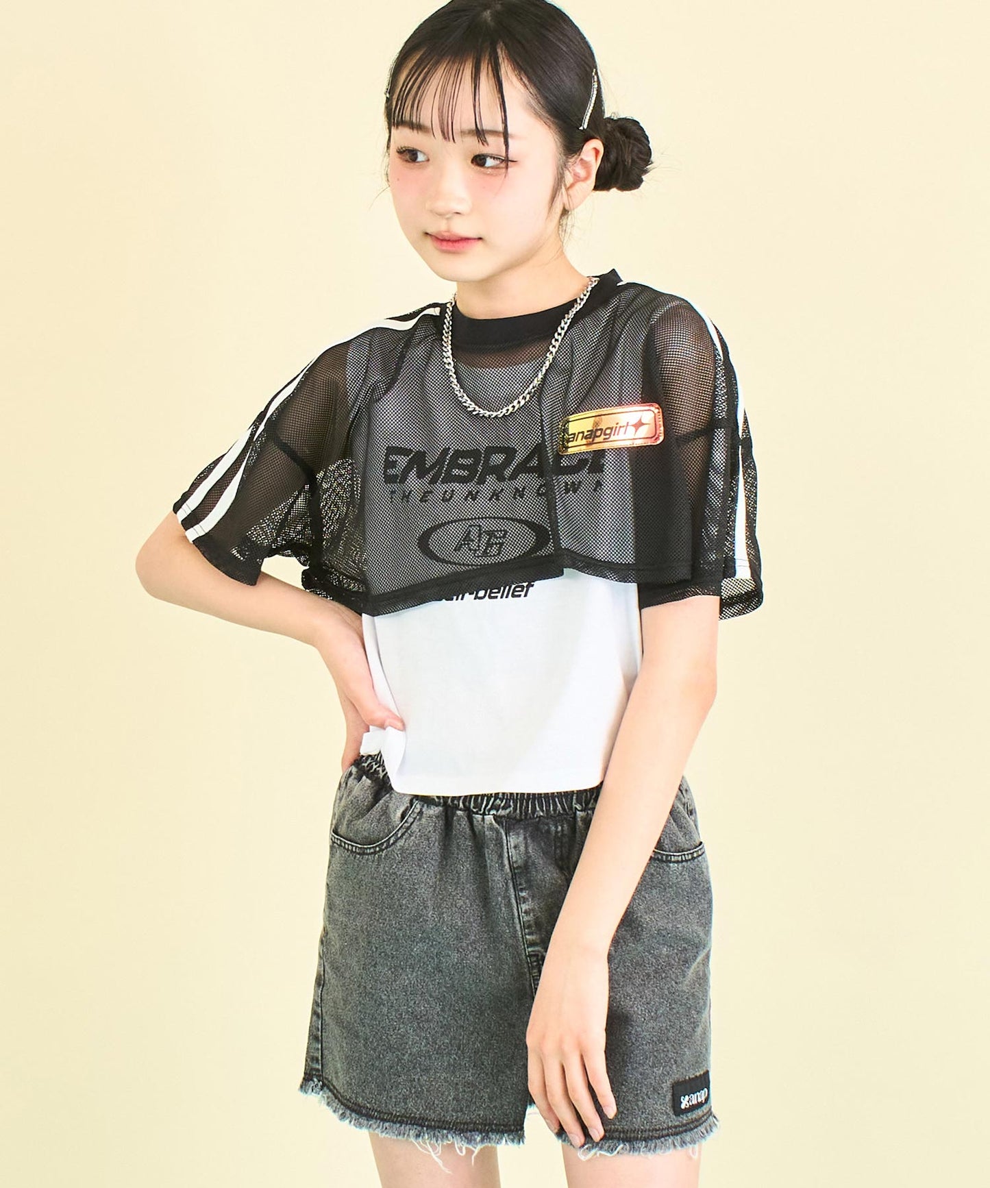 ショート メッシュ トップス × タンクトップ SET 918-7663