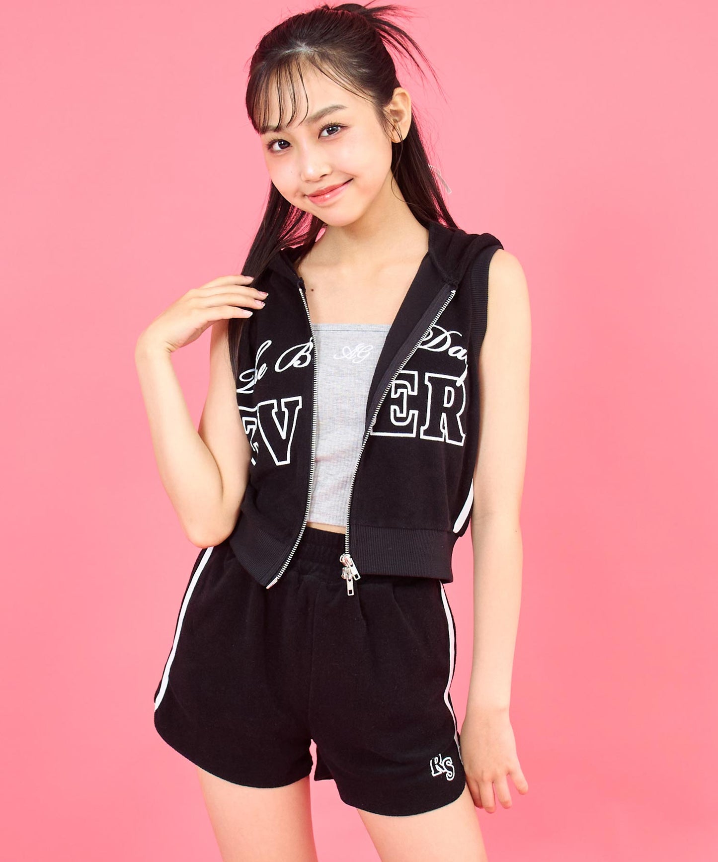 ANAP R+S パイル ノースリーブ フーディー × ショート パンツ セットアップ 918-7724