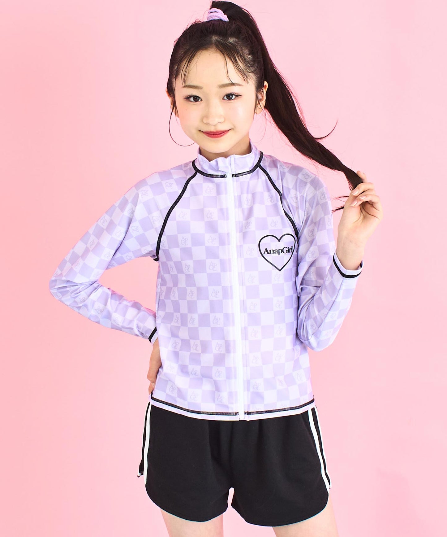 チェック ロゴ ラグラン ラッシュガード 919-7687