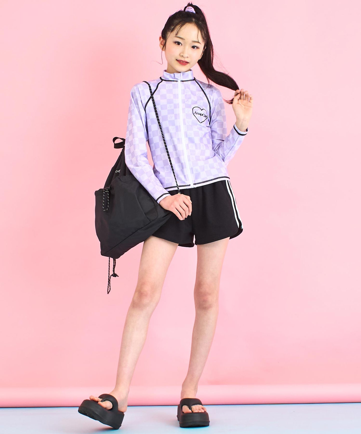 チェック ロゴ ラグラン ラッシュガード 919-7687