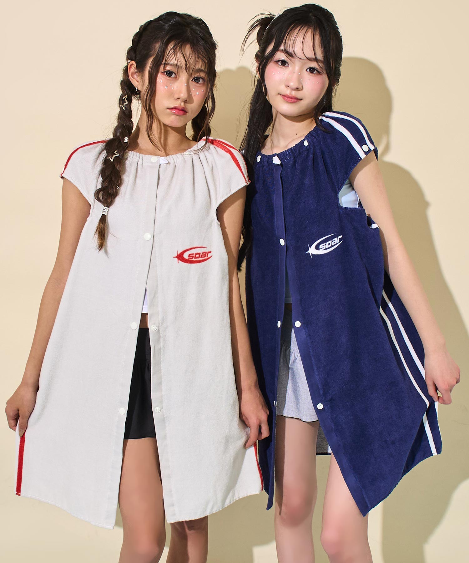 総柄　プリント　ラップ　エプロン　個性的　珍品　トランプ　女　メッセージ　白　赤 ライン入り ロゴプリント ラップタオル 80cm 919-7910 – ANAP