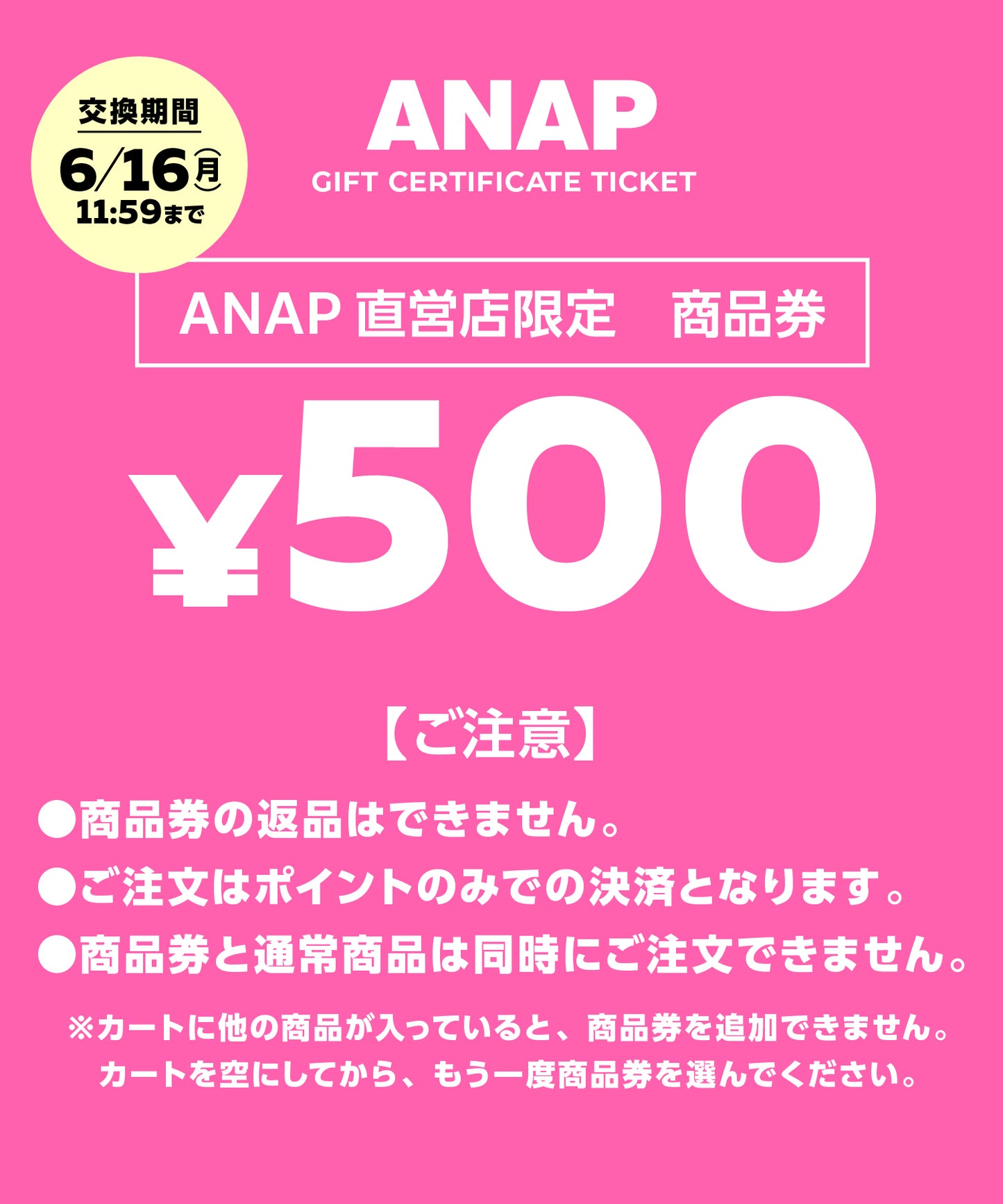 ANAP 直営店限定 商品券 999-1012